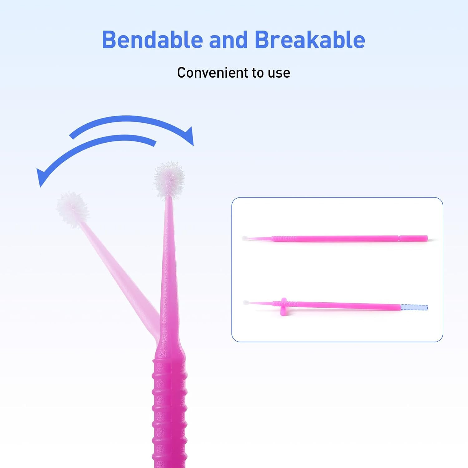 JMU 400Pcs Dental Micro Applicators Brushes Fine, Disposable Microswabs, Pink