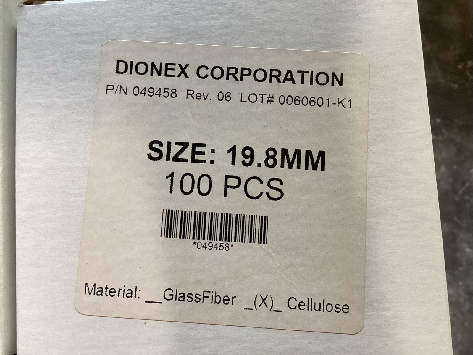 (2) Thermo, Dionex 049458, Cellulose 19.8mm ASE Extraction Cell Filters