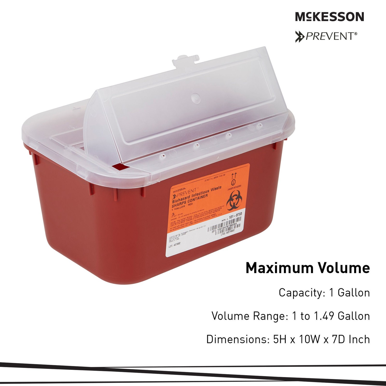 McKesson Sharps Container 1 gal. Horizontal Entry