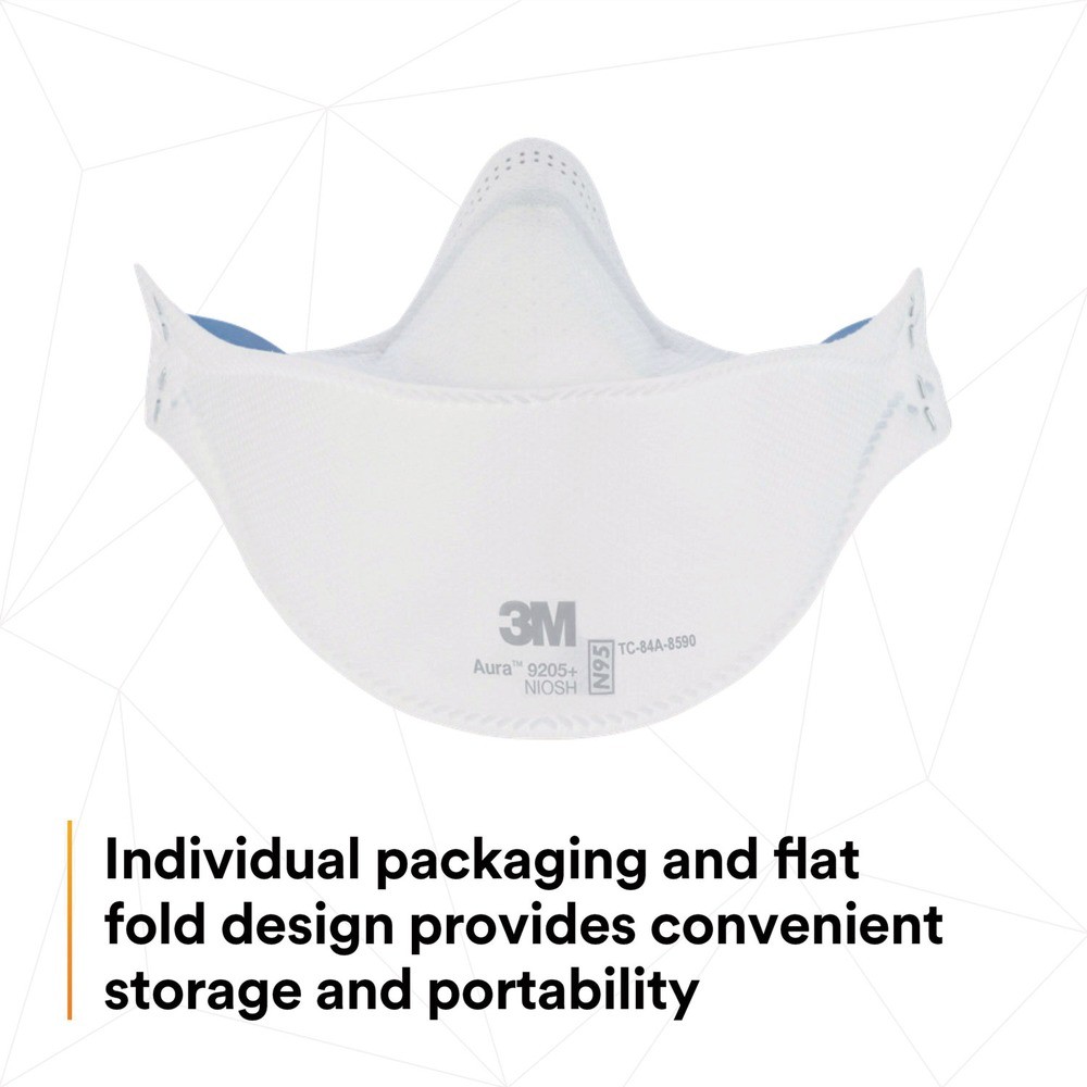 3M 9205PLUSCT Aura Particulate Respirator 9205+ – Standard Size (12/Carton) New