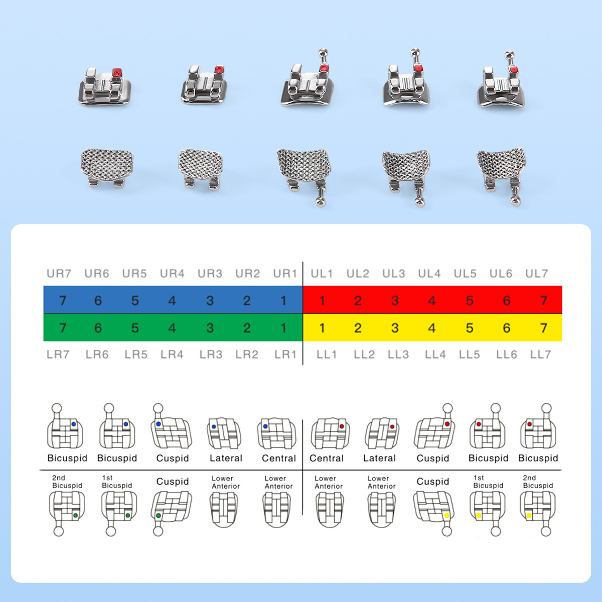 Soportes metálicos para ortodoncia Dental Mini Roth/MBT 018/022 ganchos 3/345