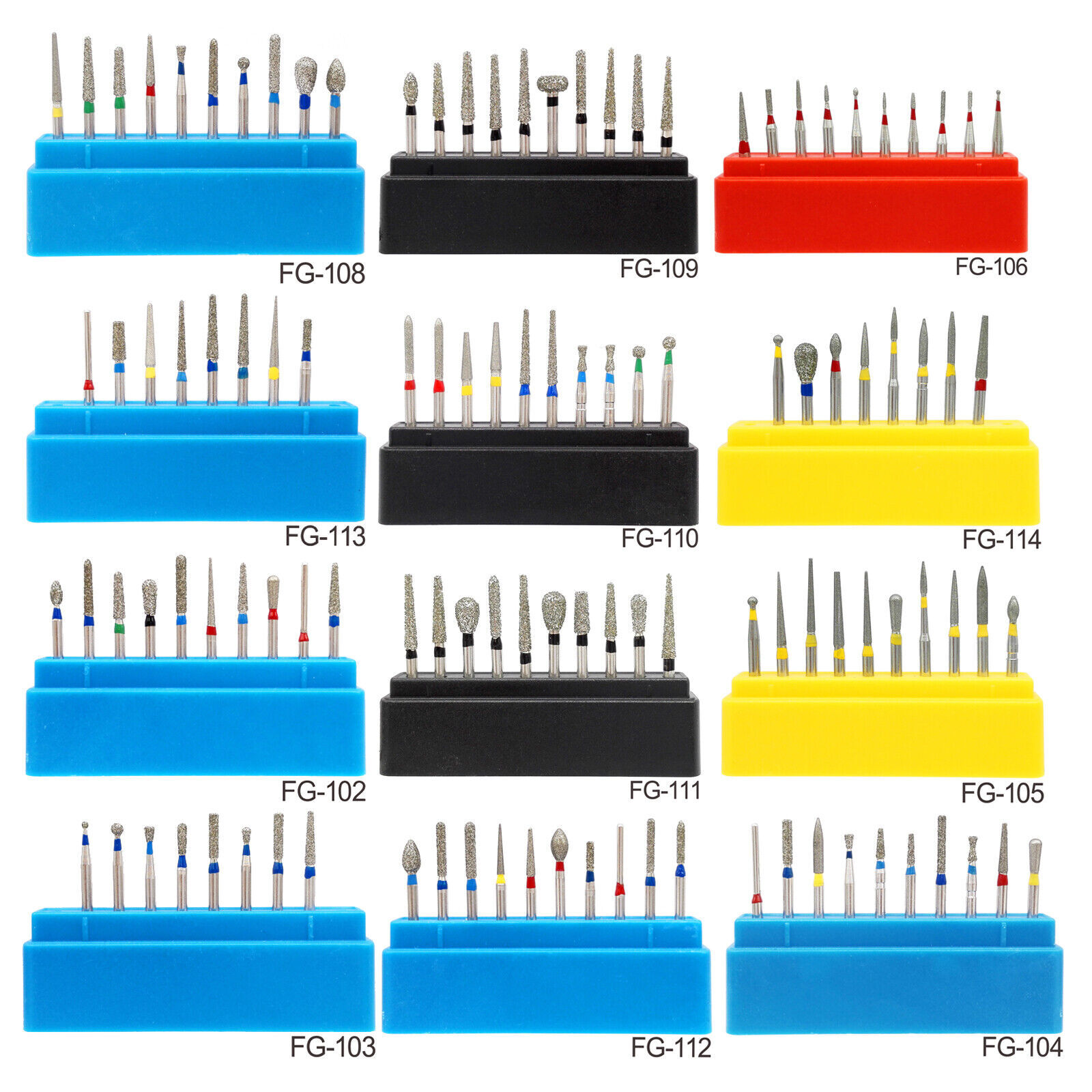 50 Pcs Dental Diamond FG High Speed Burs Polishing Smoothing Friction Grip