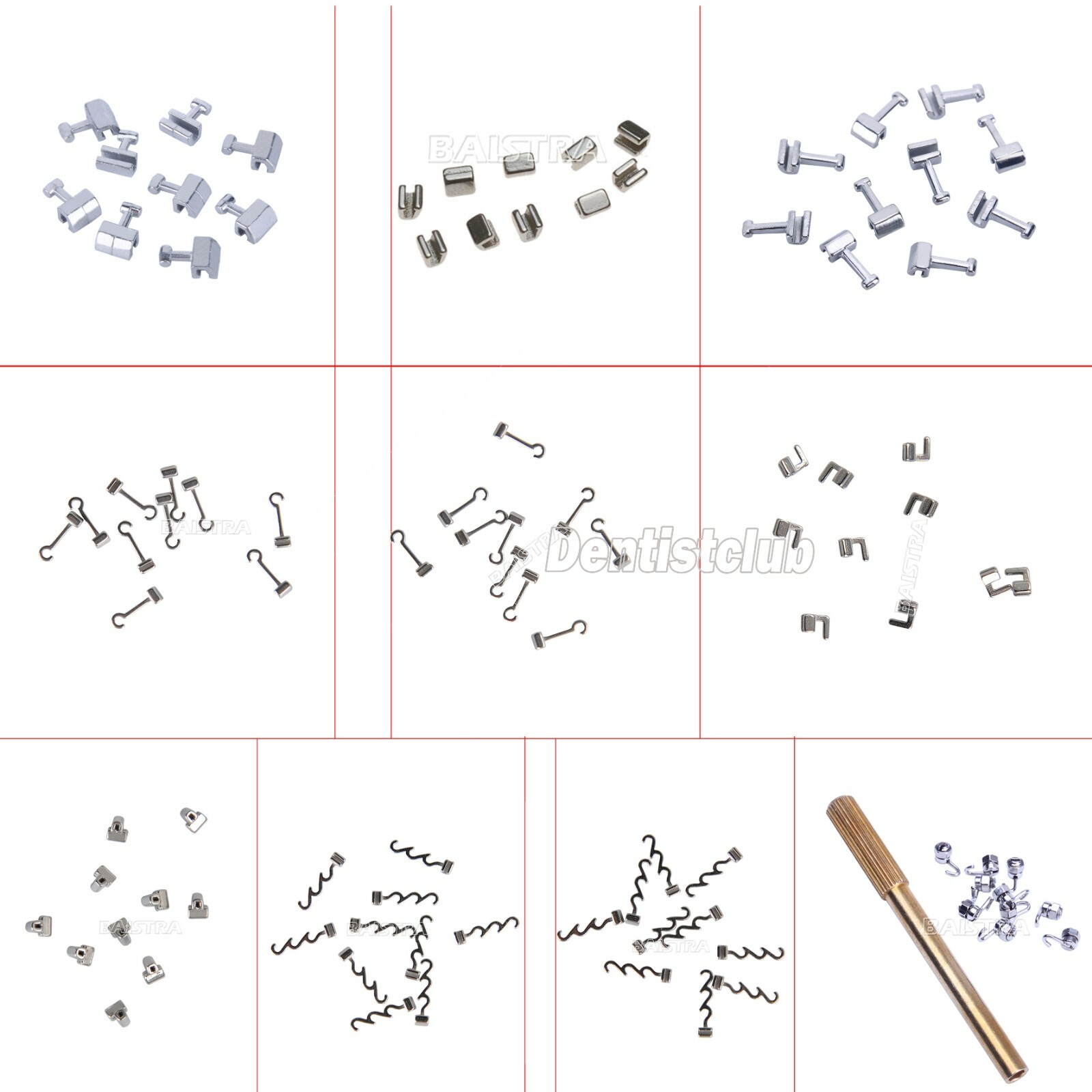 AZDENT Dental Orthodontic Crimpable Hooks Short/Long/Stops/Left/Right/Cross Type