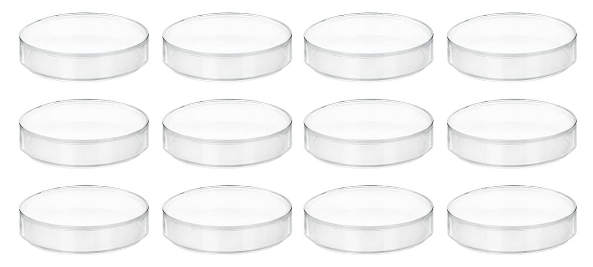 EISCO 12PK Polypropylene Petri Dishes with Lids – Pack of 12, Transparent
