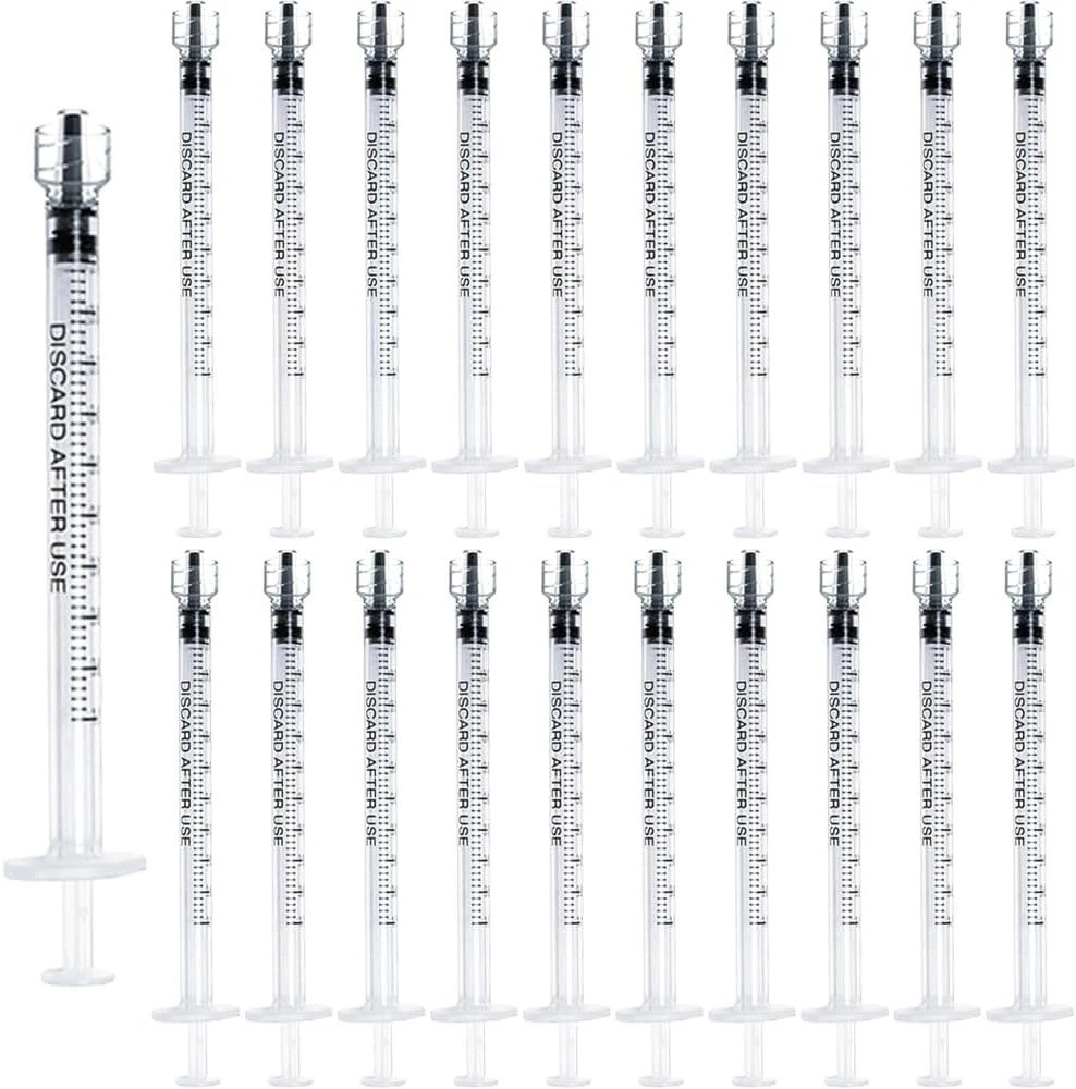 20 Pack 1mL Luer Lock Syringes without Needle, 1 ml cc Disposable Syringe Indivi