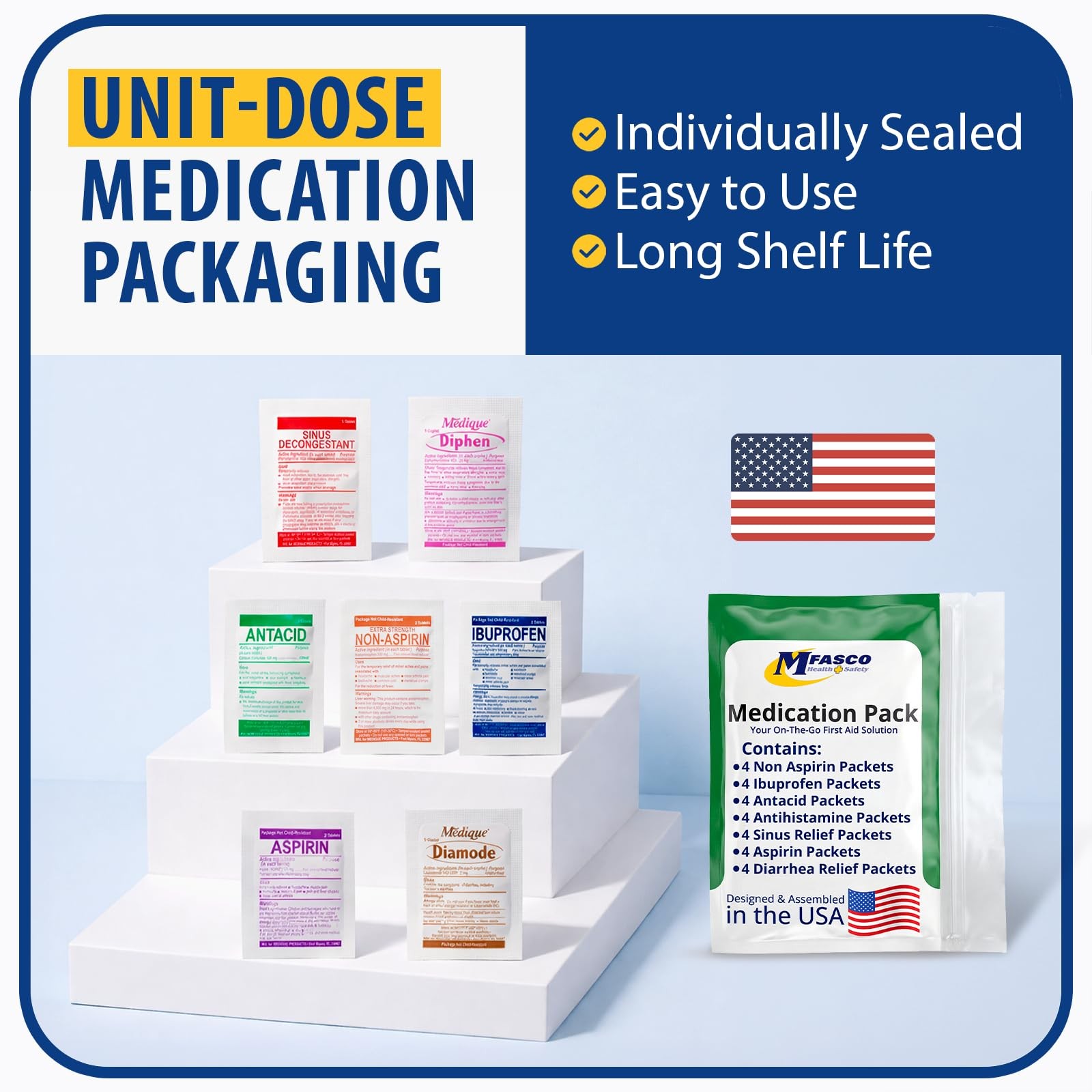 MFASCO – 7 in 1 – Travel Size Medicine Kit – TSA Approved | 28 First White