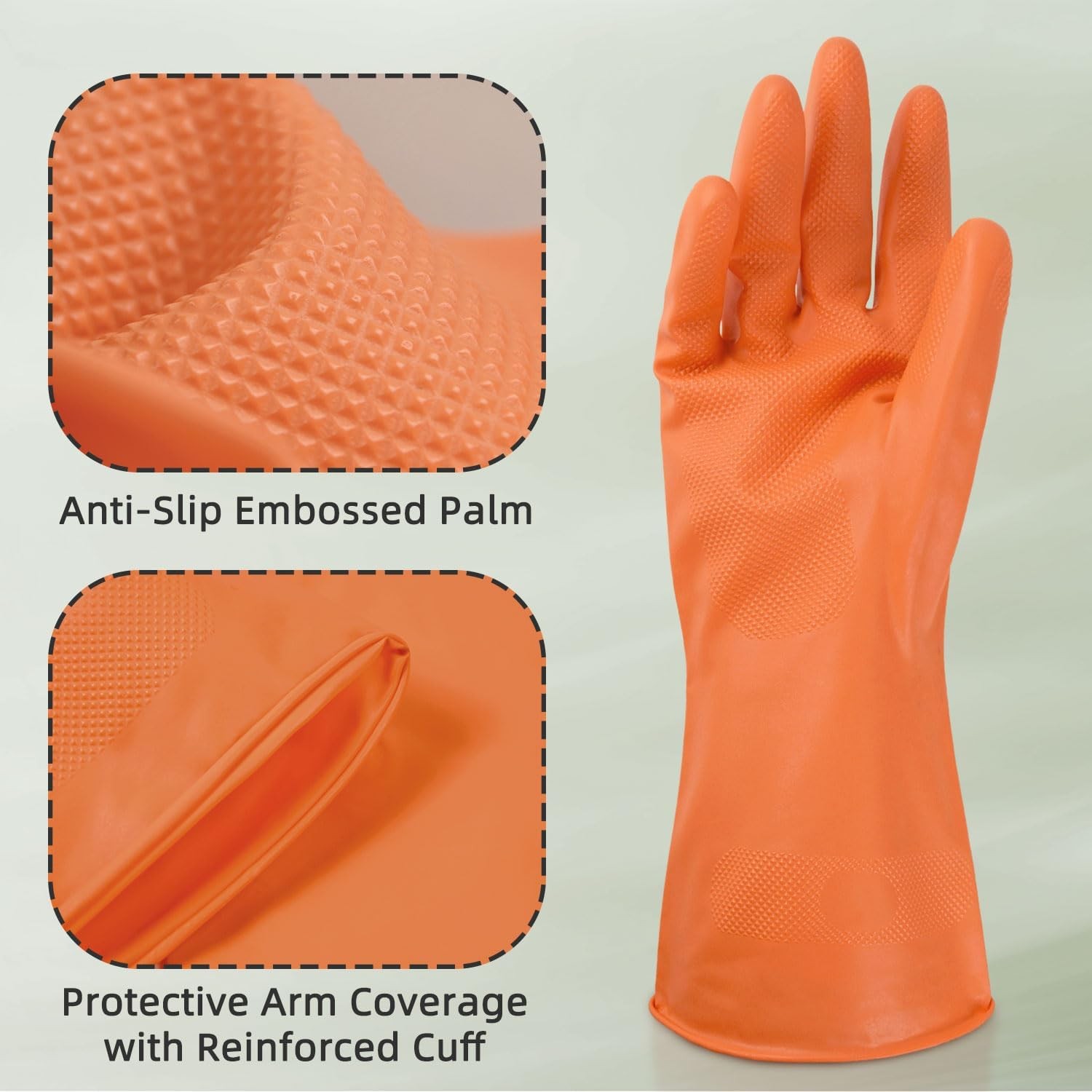 Cleanbear Reusable Nitrile Cleaning Gloves, 3 Pairs, 12 In, Latex Free