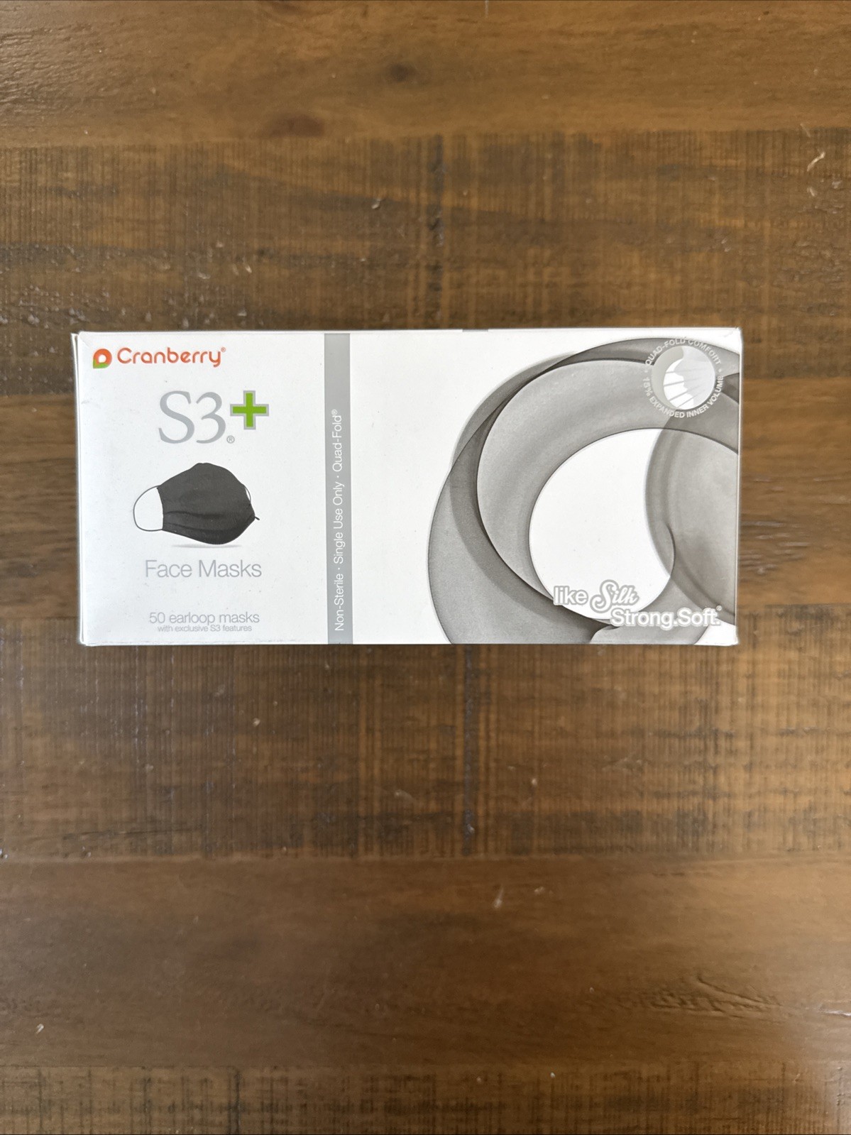 50 Cranberry USA Cranberry S3160K S3+ Earloop Face Mask 3-Ply Disposable Black