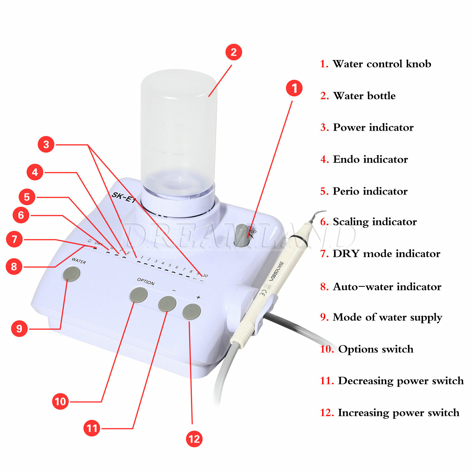 Dental Ultrasonic Piezo Scaler +2 Bottles fit Cavitron EMS / 4*Handpiece dcn