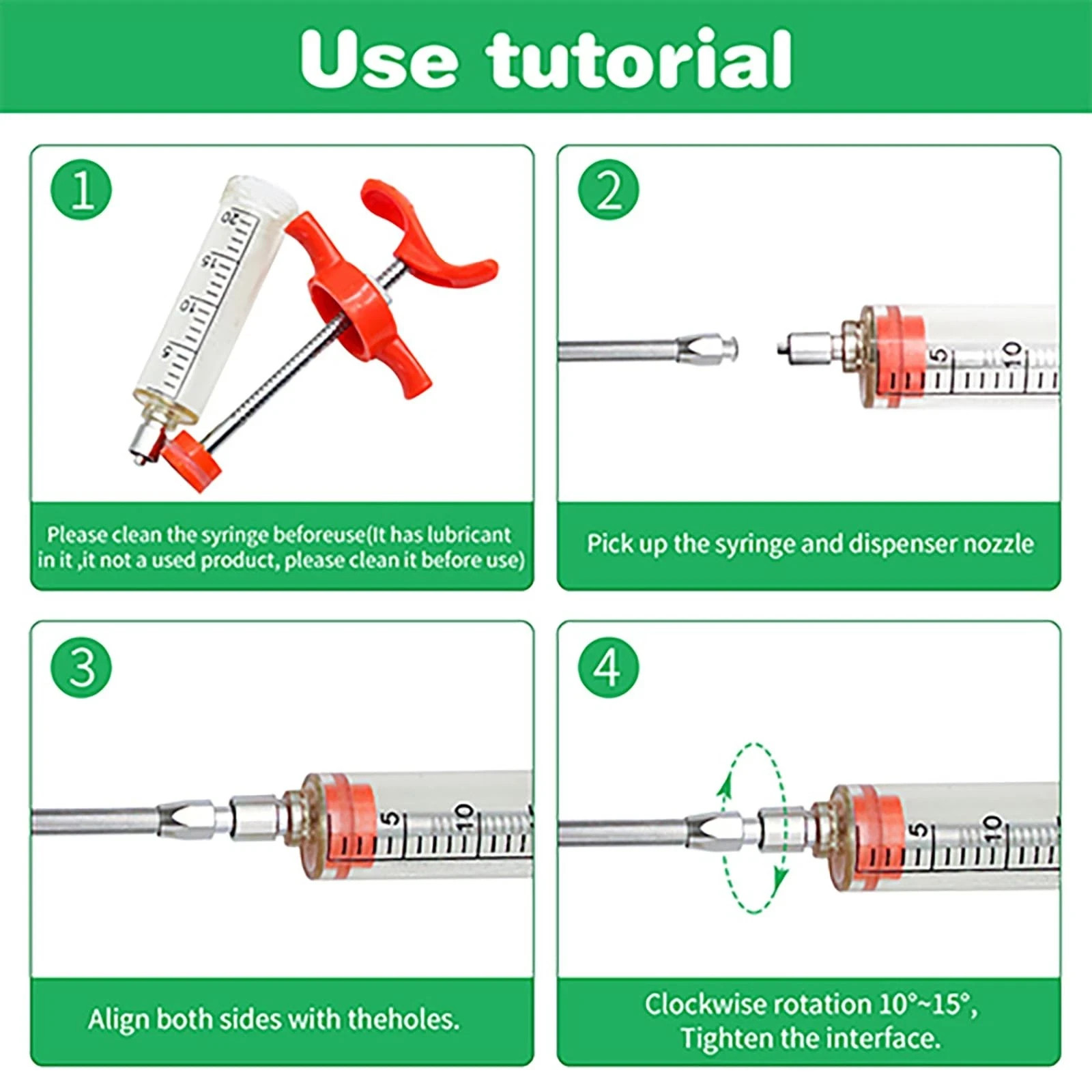 2 Pieces Goat Syringe with 4 Drench Nozzle Adjustable Dosage ,Reusable Drench…