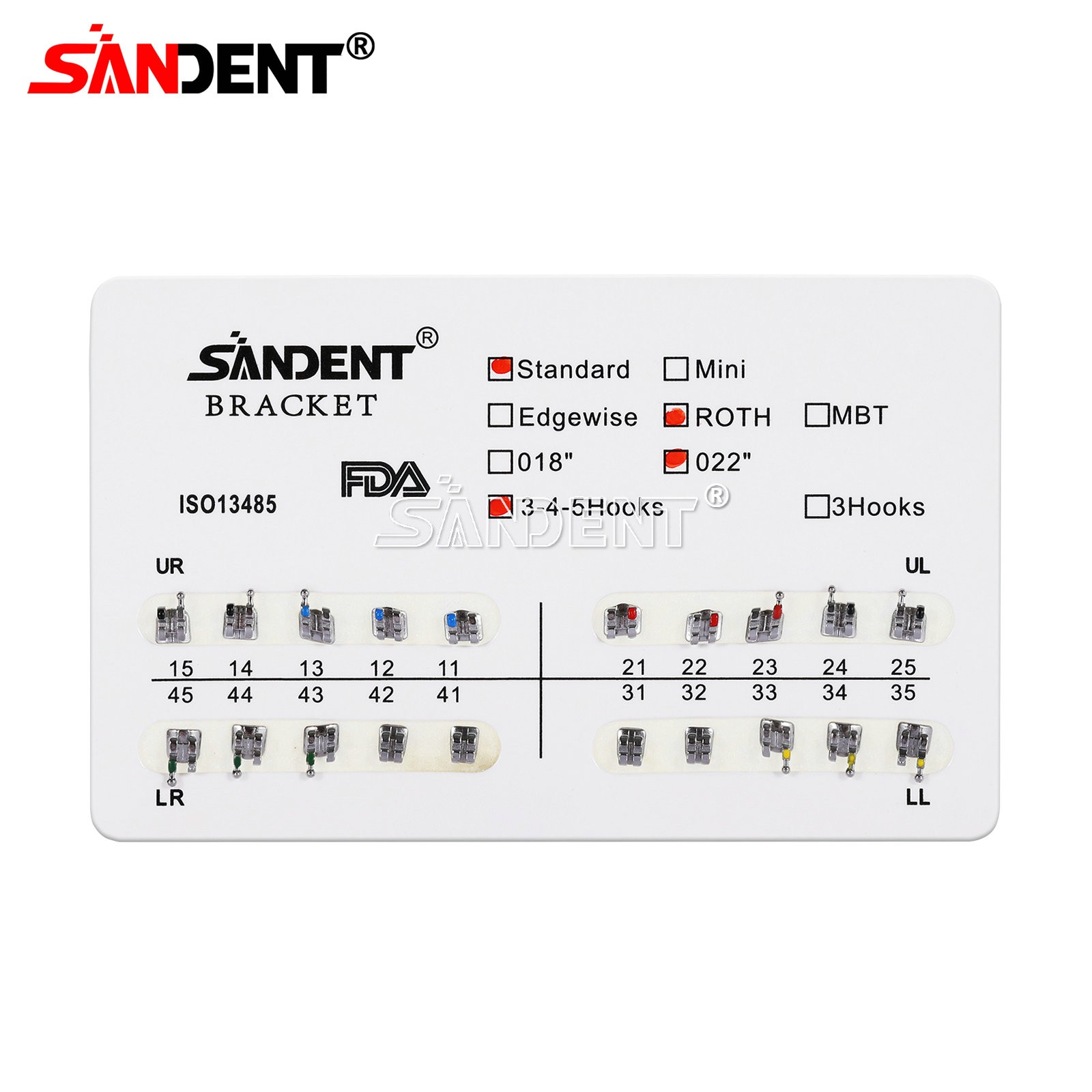 10 Packs Dental Orthodontic Brackets Metal Braces Standard Roth 022 Hooks 3-4-5