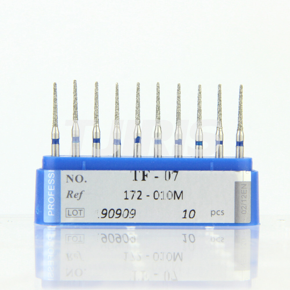 10pcs Dental Diamond Burs FG Flat End Cone/Taper Standard Grit High Speed