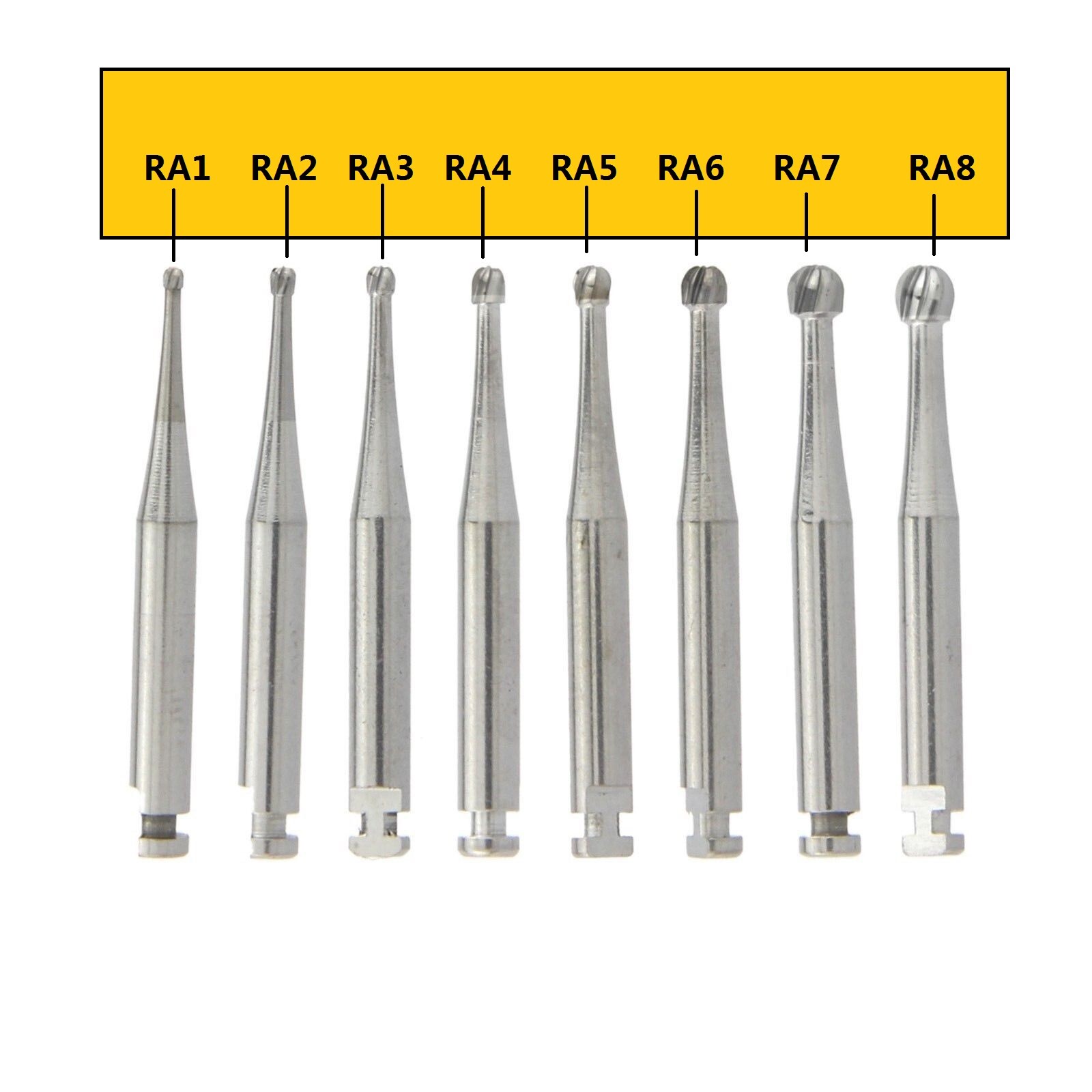 Dental Round Carbide Bur for Slow Speed Latch Type RA 1# -RA 8# Burs 22.5mm