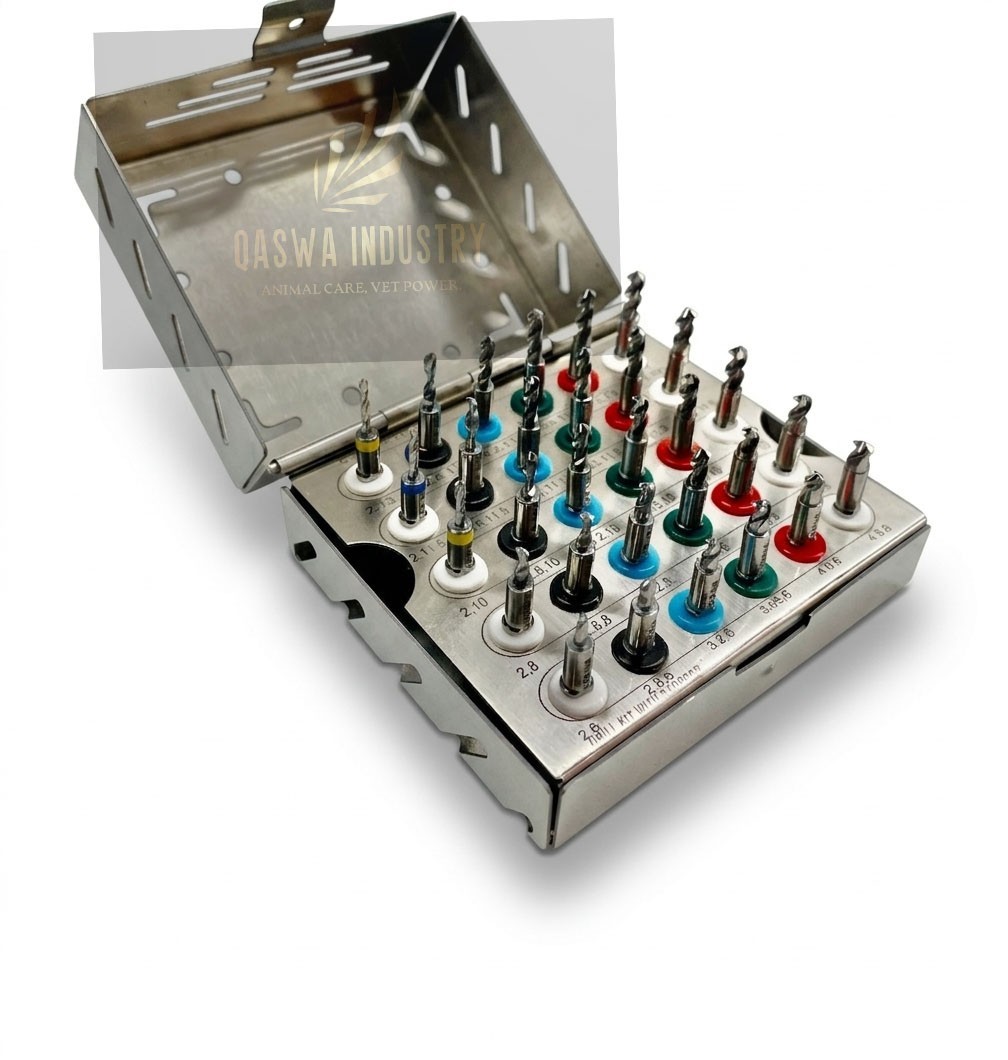 Dental 10 mm Straight Twisted Drills 30 Pcs Kit With Stopper Drills kit