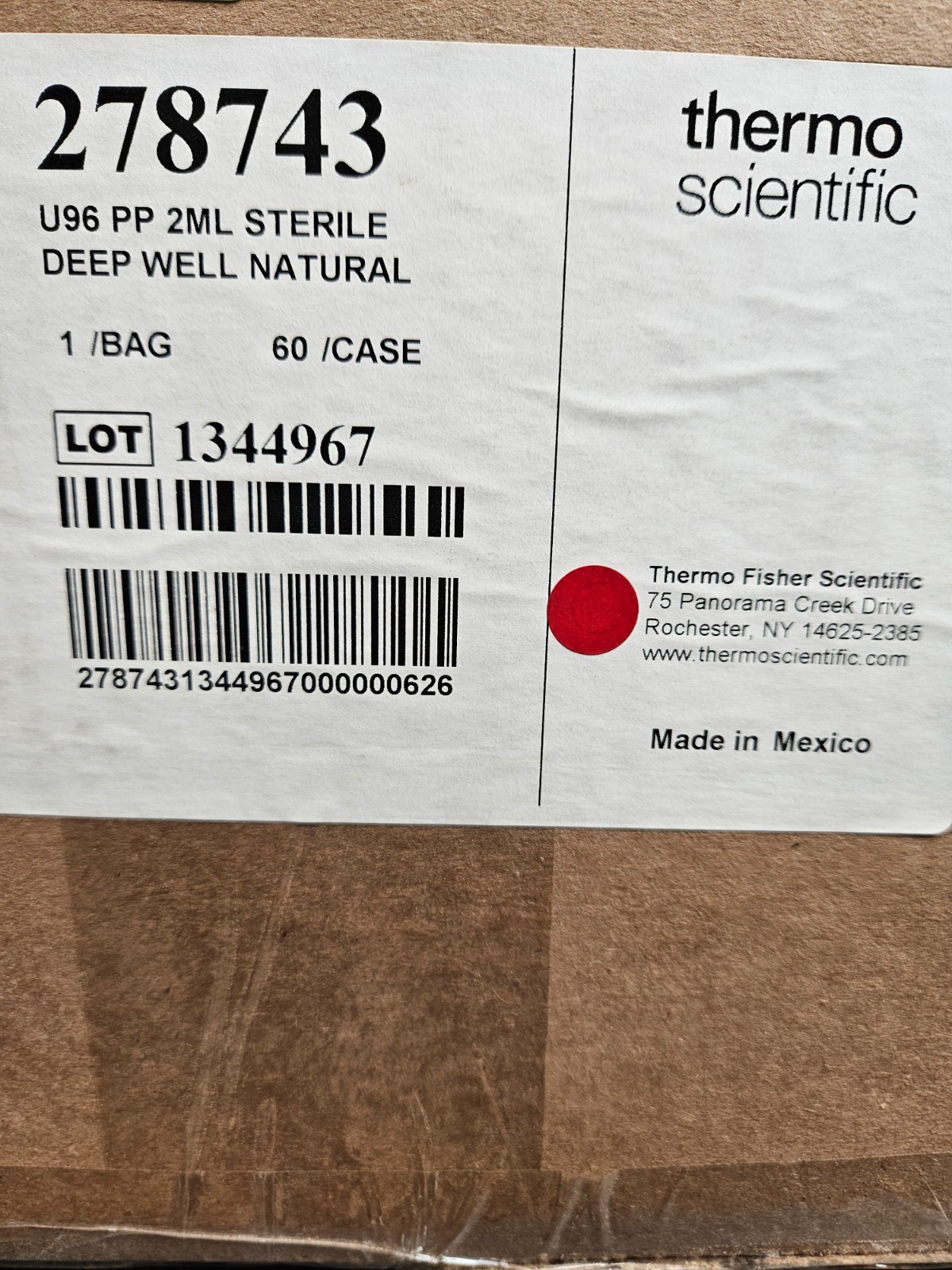 Thermo Scientific Microplate 96 Well 2 ml Deep Well Polypropylene 20 Plates