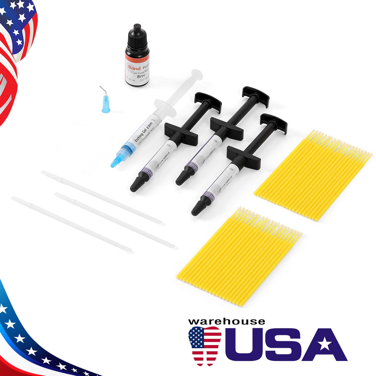 Dental Orthodontic Bonding Primer Bracket Light Cure Adhesive Paste Syringe Kit