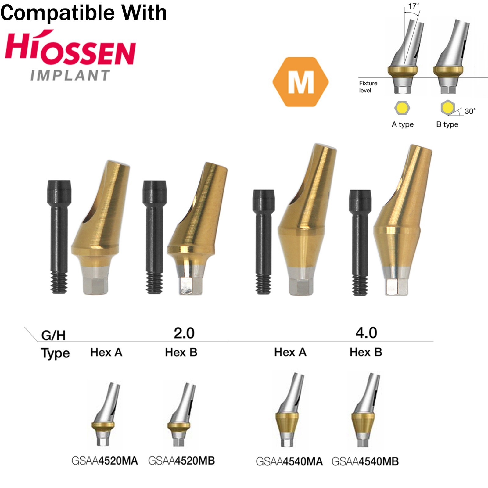 Dental Angled Abutment Fits Hiossen Osstem TS Mini /Regular Platform Ø4.5/5.0mm