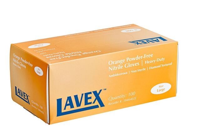 Lavex Pro Orange Heavy-Duty Nitrile Gloves — 8 Mil, Powder-Free Diamond-Textured