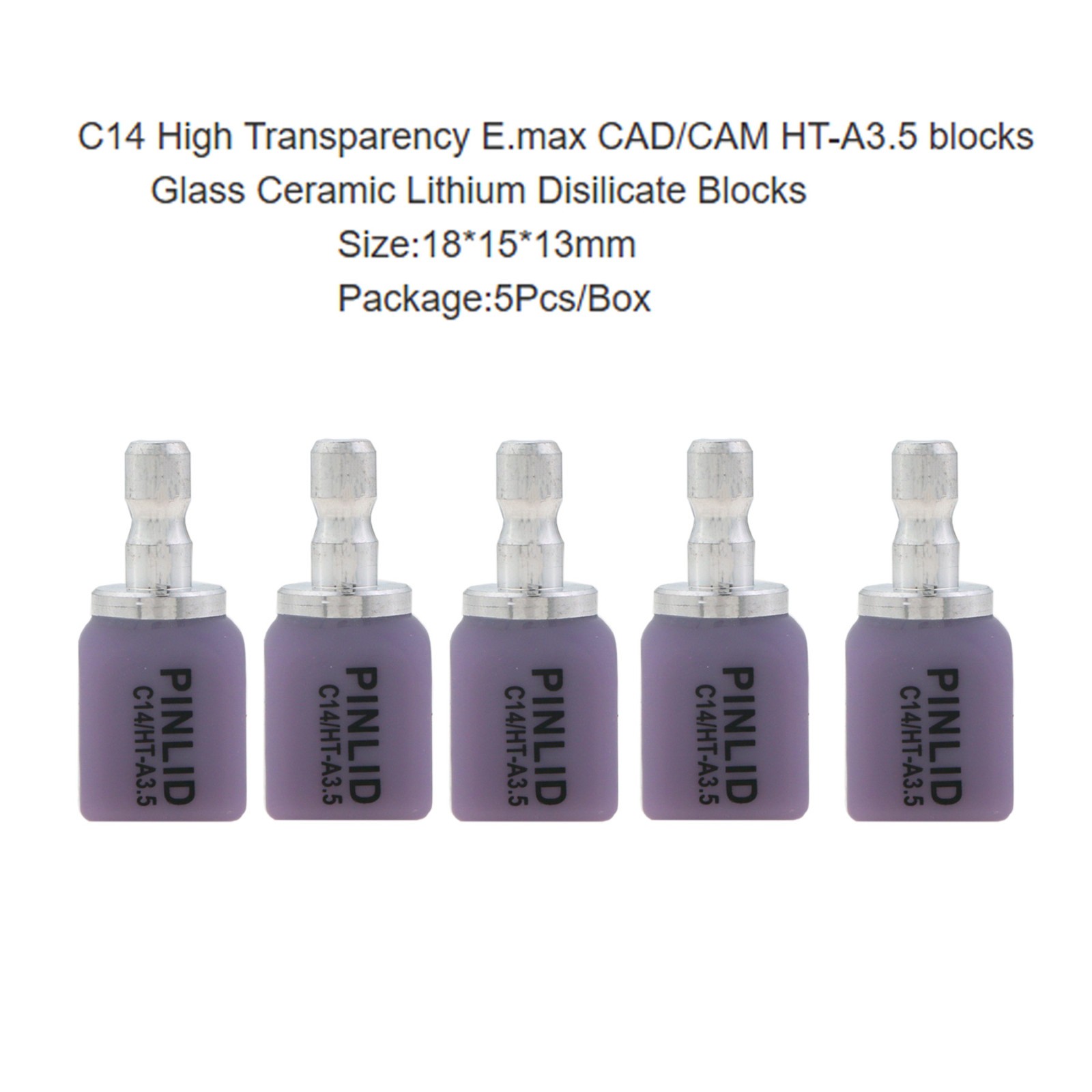 Dental IPS e.max CAD CEREC Block InLab HT A3.5 C14 Lithium Disilicate Block 5/Pk