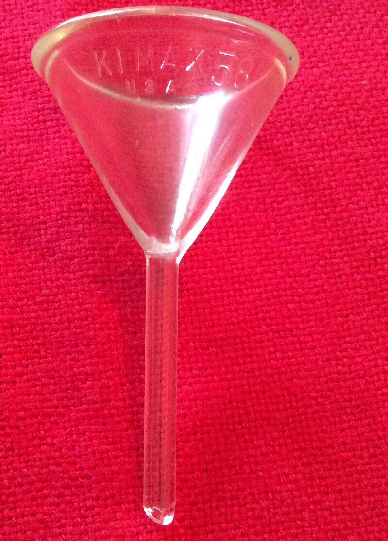vintage Kimble KIMAX Glass 58° Degree Angle 45mm ID Short Stem Filling Funnel