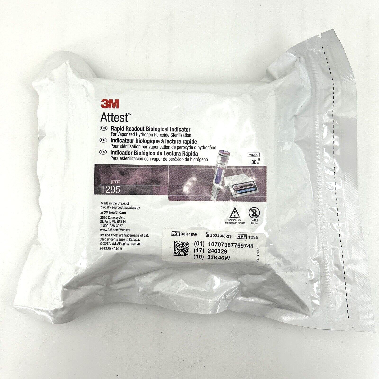 3M 1295 30-PACK Attest Rapid Readout Biological Indicators, Exp 03/31/2024