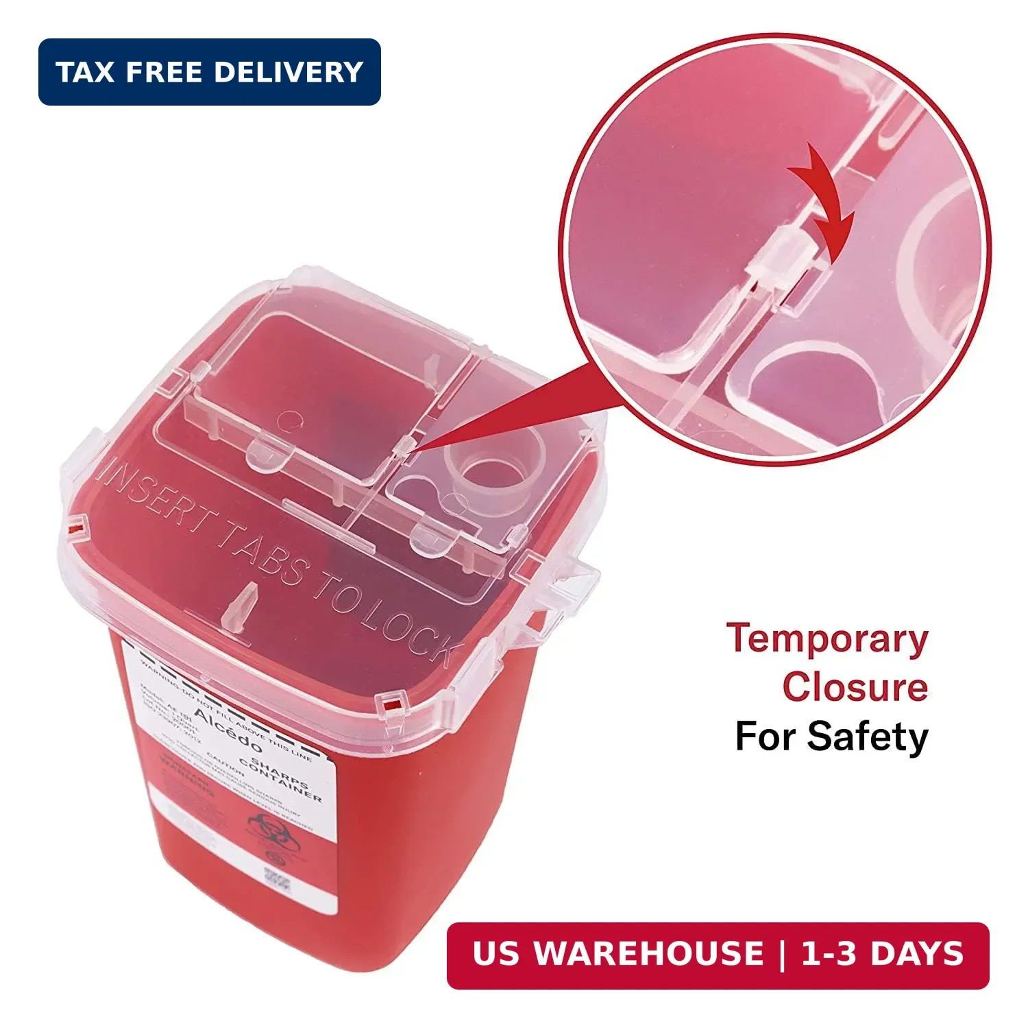 Alcedo Sharps Container for Home Use 1 Quart (1-Pack) | Biohazard Needle and Syr