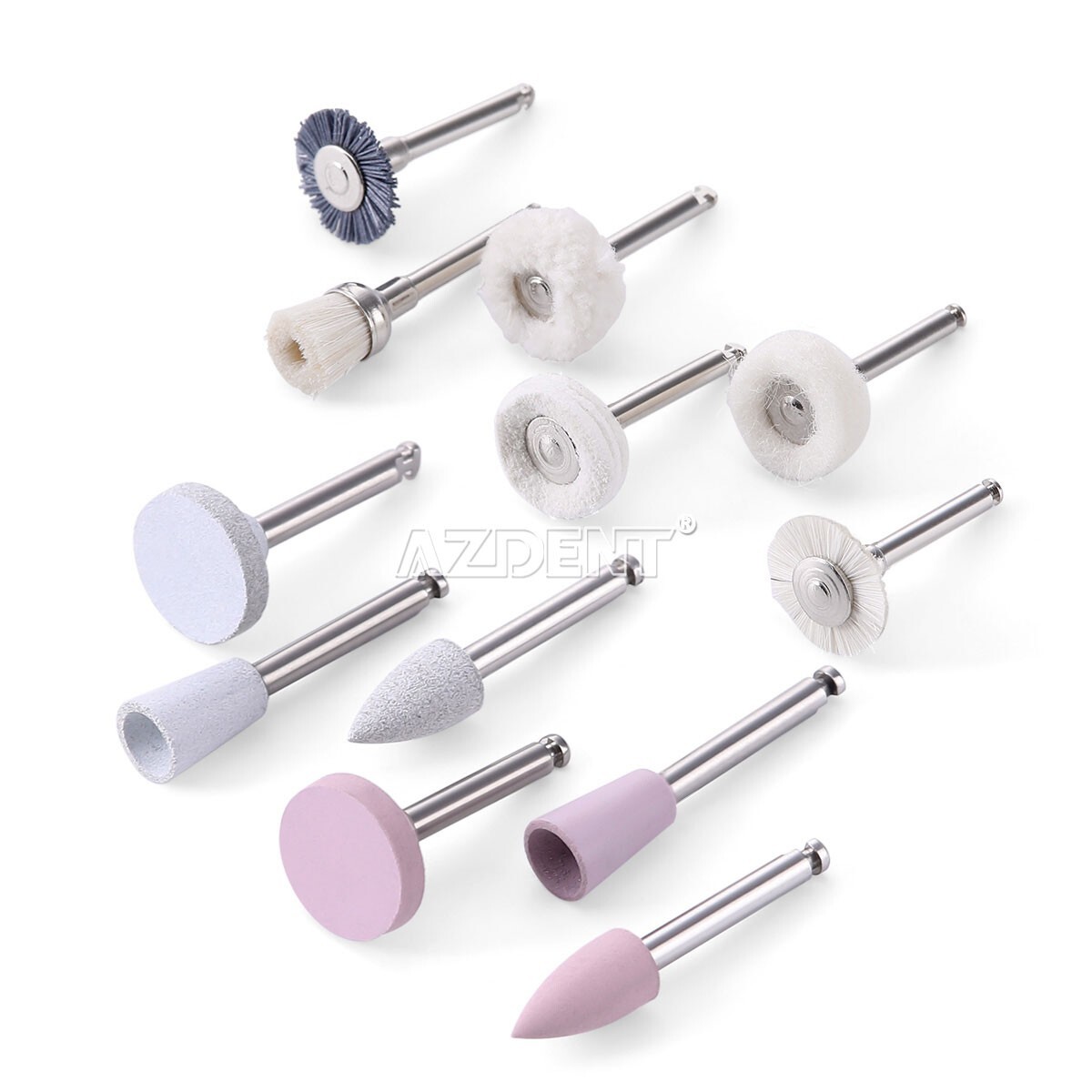 12pcs Dental Diamond Burs Silicon Carbide Felt Wheels Polishing Kit RA 2.35mm US