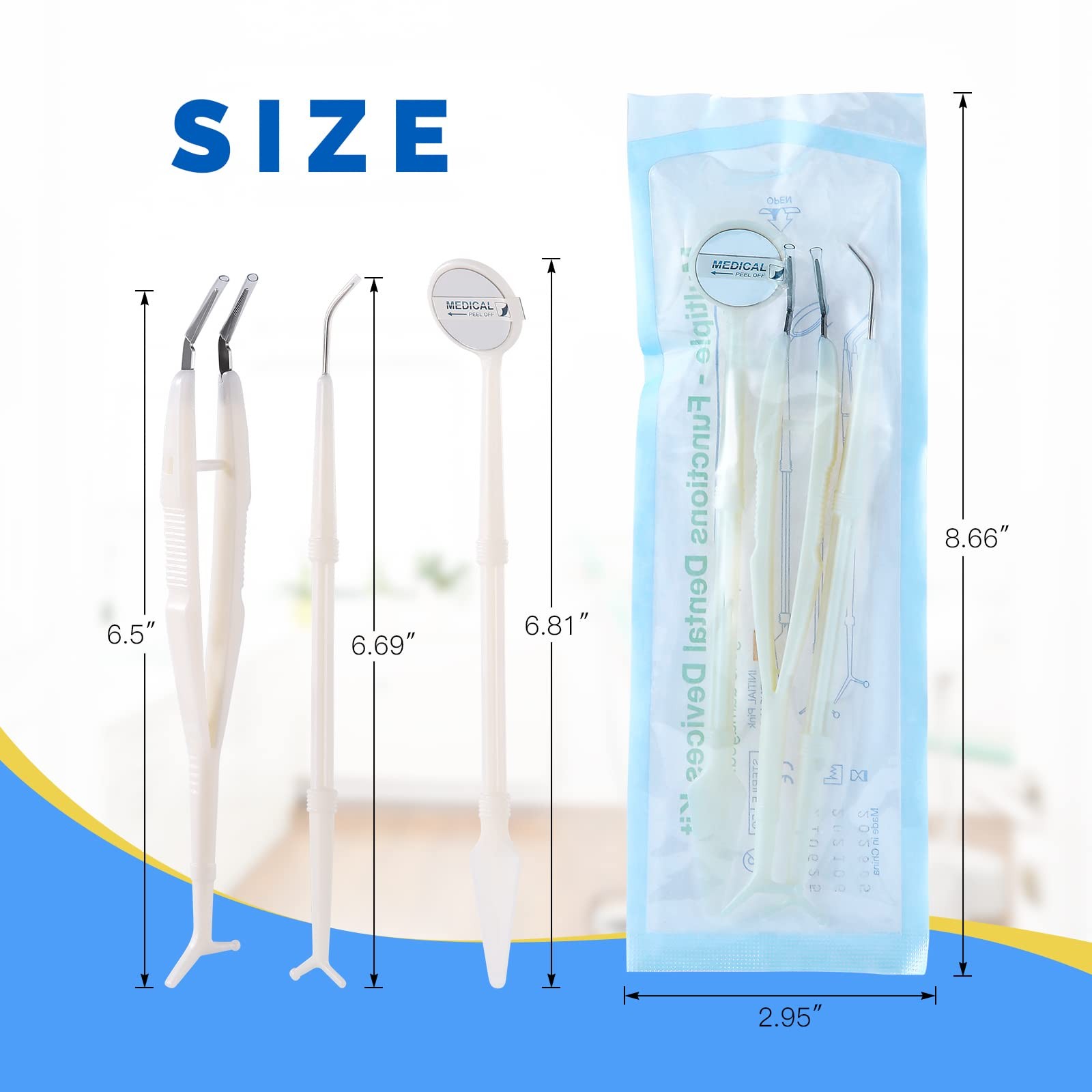 JMU 20 Pack Disposable Dental Examination Kit, 3Pcs Basic Instruments Set,…