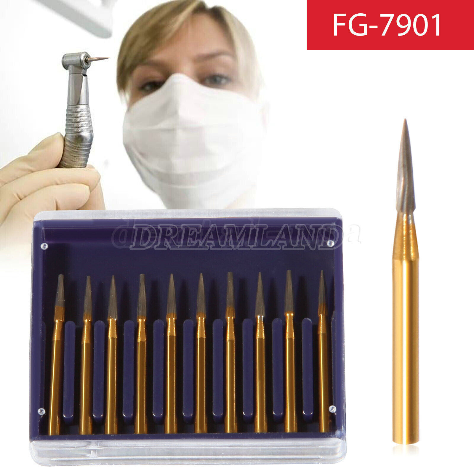 TRIMMING & FINISH DENTAL CARBIDE BURS 12 BLADES TF 7901 NEEDLE SANDENT