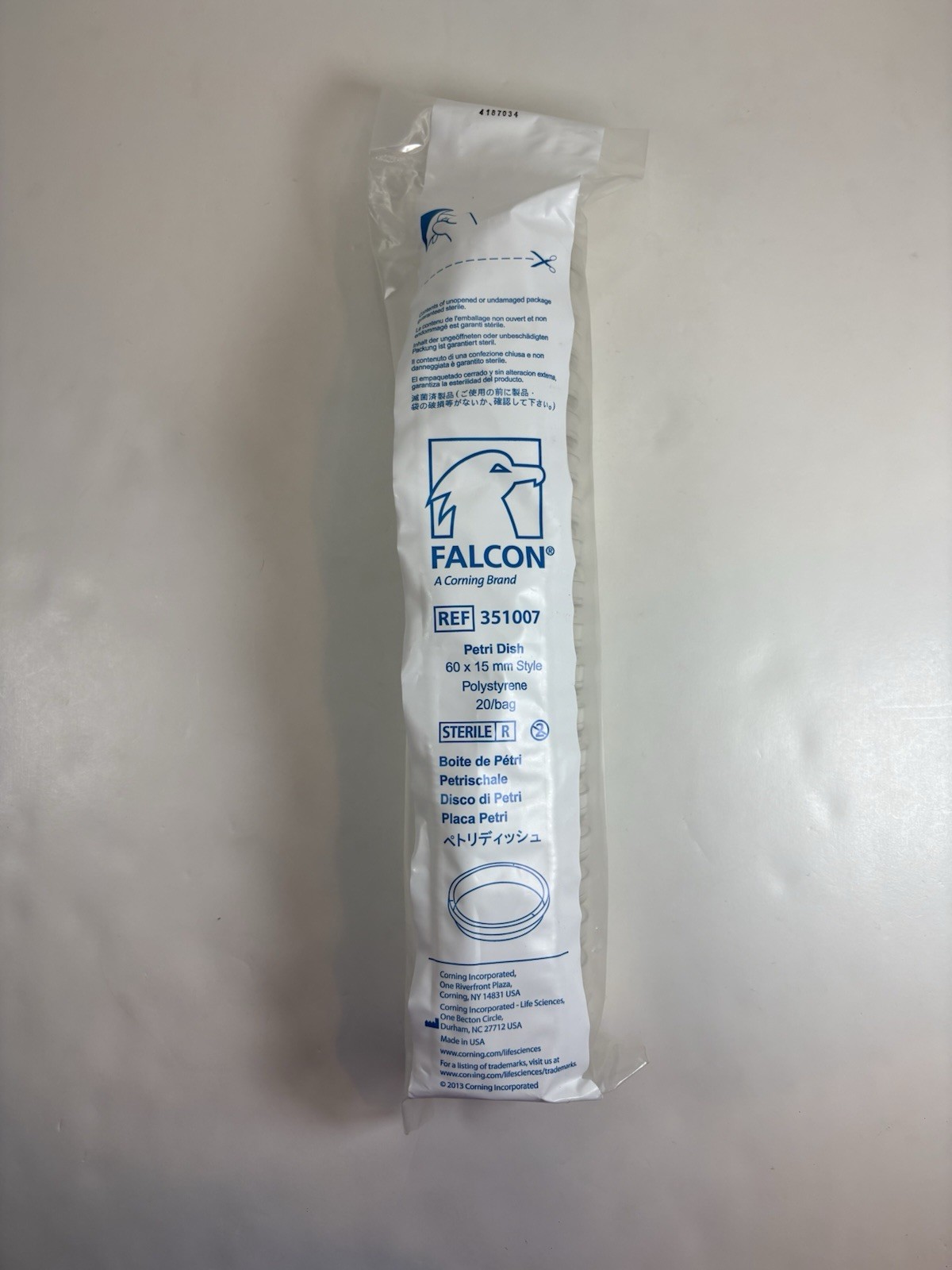 FALCON Petri Dish 60x15mm Polystyrene 20 Count Sterile Ref 351007