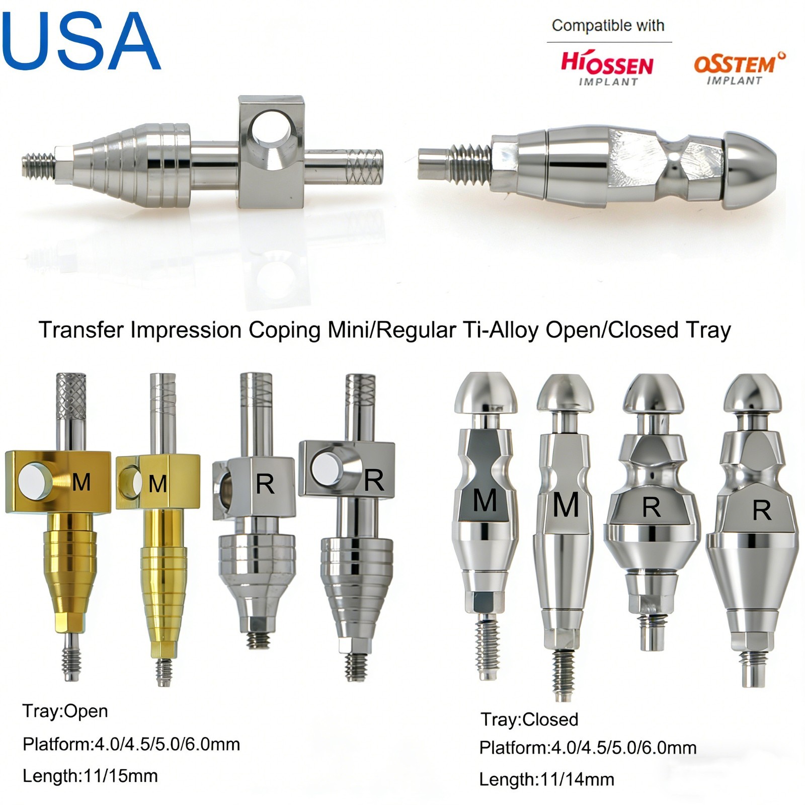US Hiossen ET Dental Prosthetics Titanium All Implant Abutments fit Mini/Regular