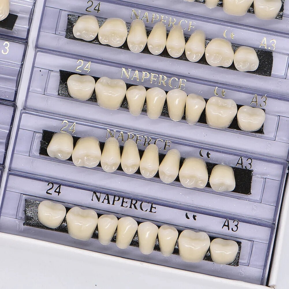 168Pcs Dental Acrylic Resin Denture A3#24 Shade Full Upper Lower False Teeth NEW