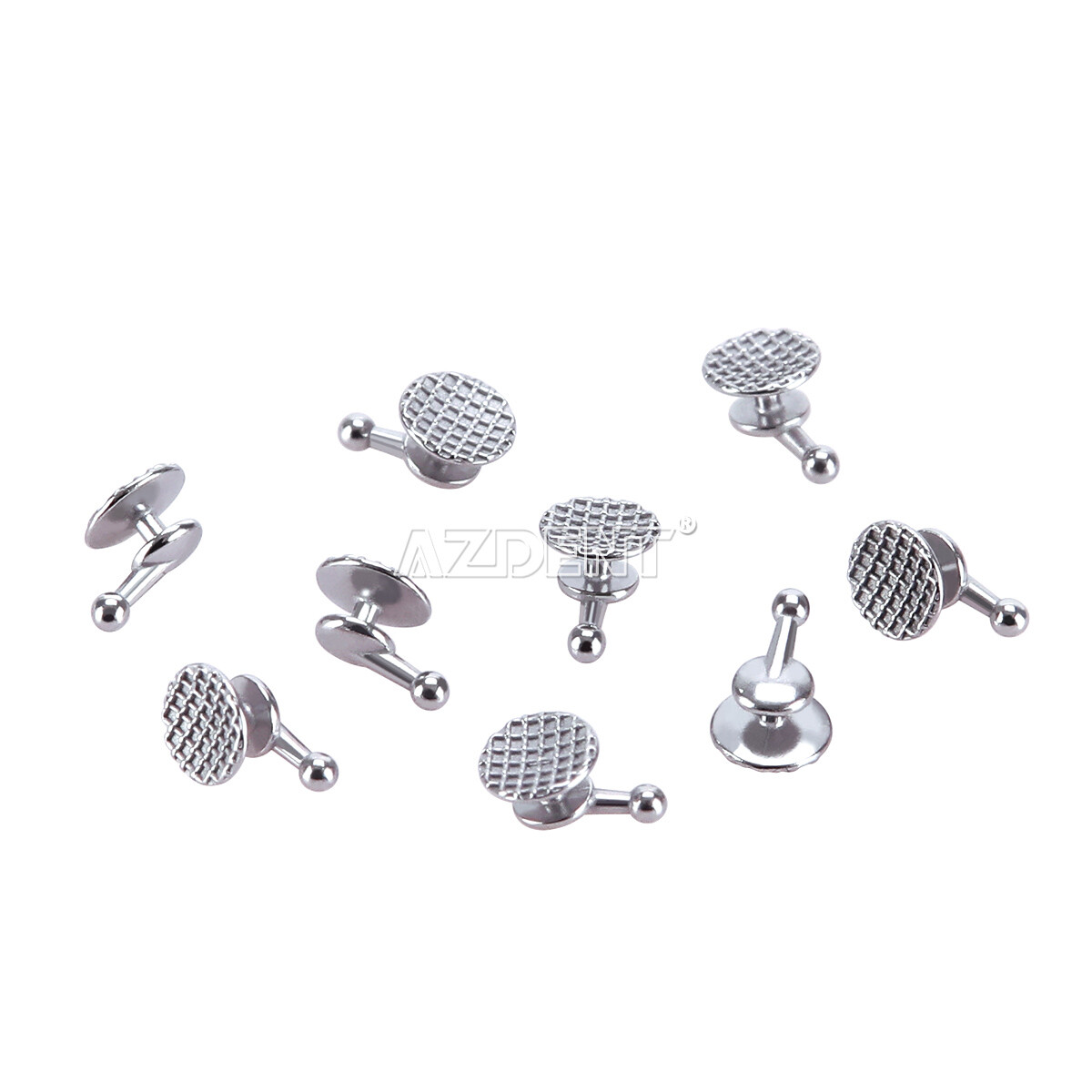 10pcs AZDENT Dental Orthodontic MIM Bondable Lingual Buttons w/ Hook Round Base