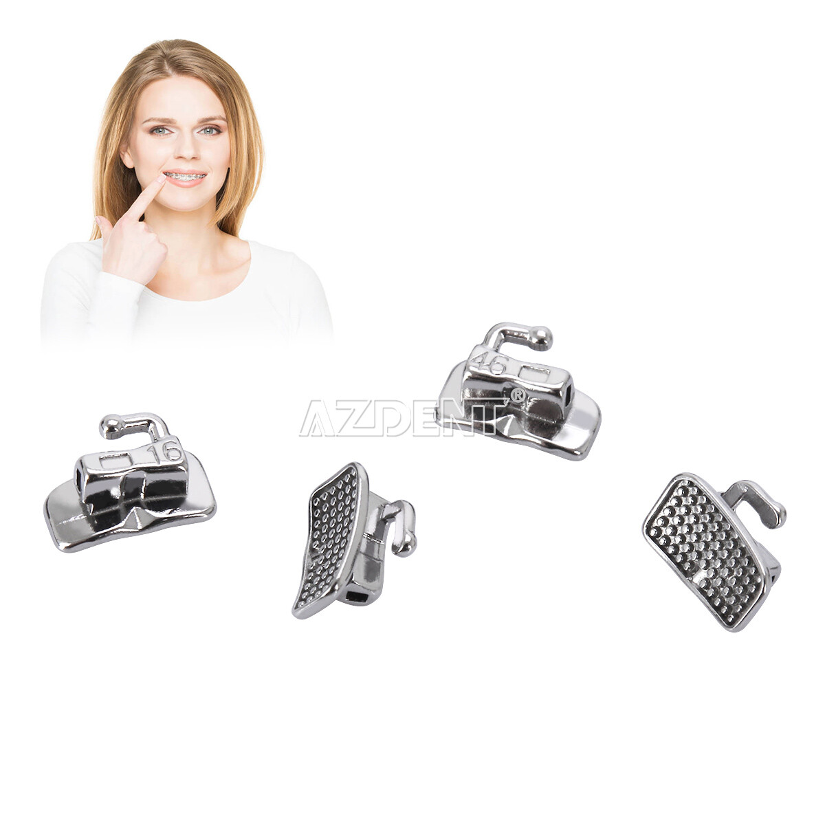 AZDENT Dental Orthodontic Monoblock Buccal Tubes 1st Molar MBT/Roth 0.022