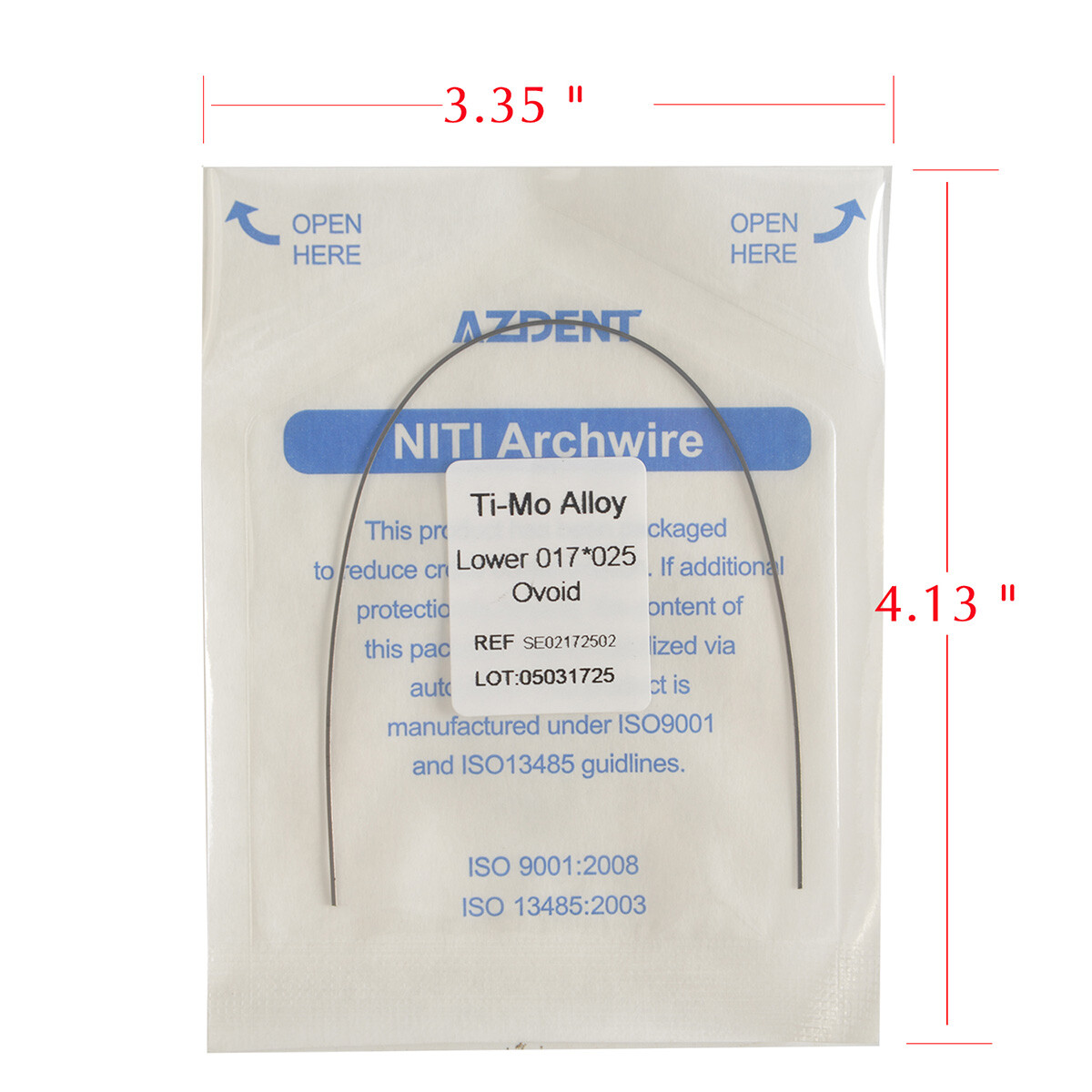 AZDENT Dental TMA Ti-Mo Alloy Rectangular Arch Wires Ovoid Form All Size
