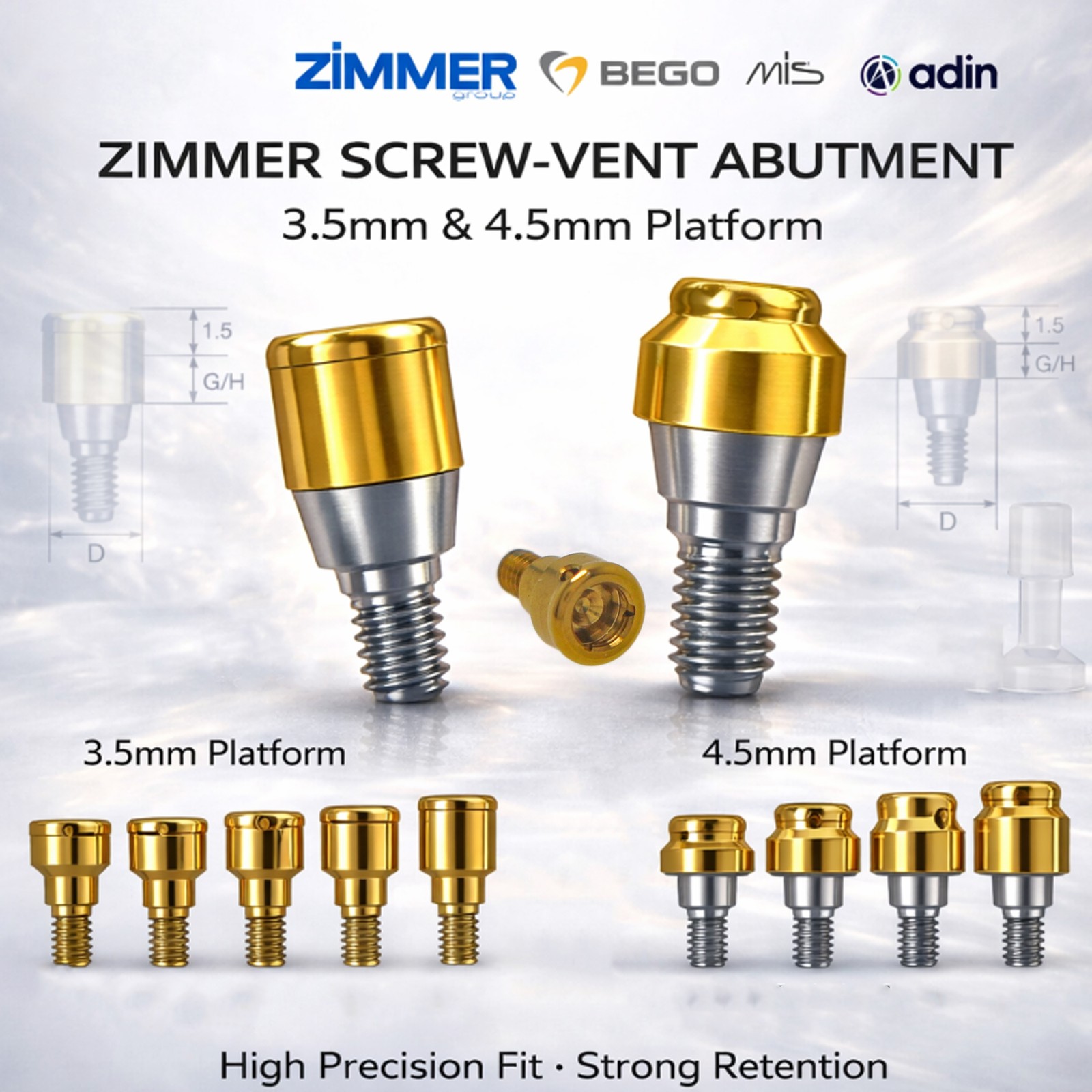 US Zest Locator Abutment Attachment Overdenture Caps Fits Hiossen Nobel Zimmer