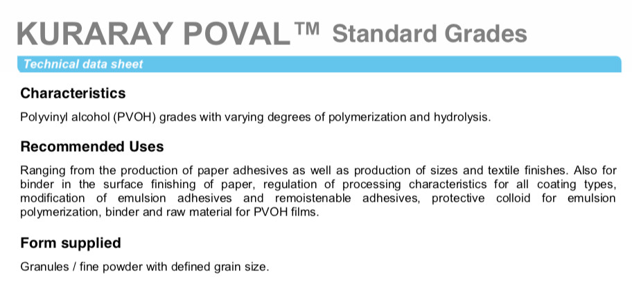 PVA Polyvinyl Alcohol 100g PVOH Kuraray Poval 3 80 Granules 9002 89 5 Pure Grade