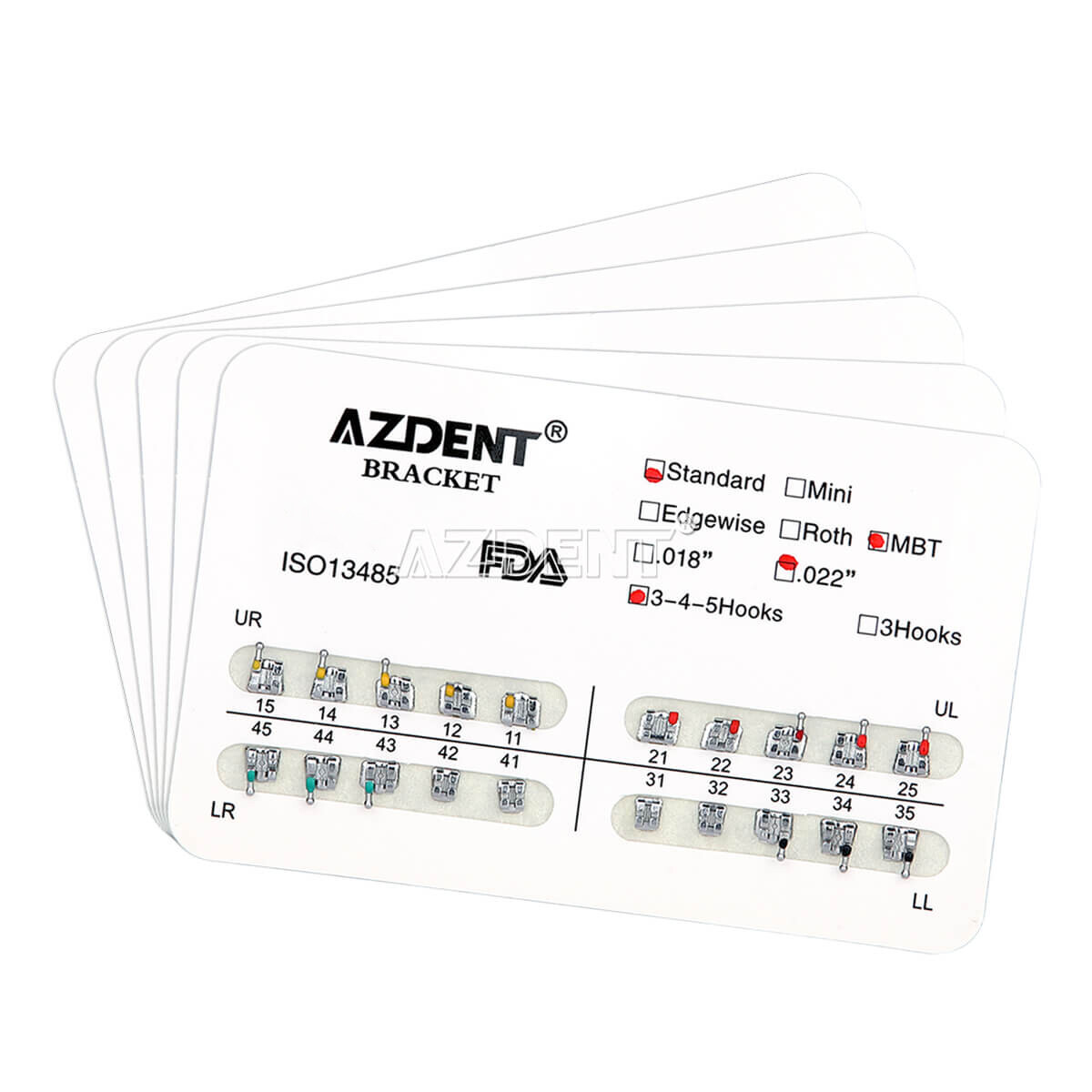 20 Packs Dental Orthodontic Brackets Mini/Standard MBT/Roth 022/018 Hooks 3 4 5