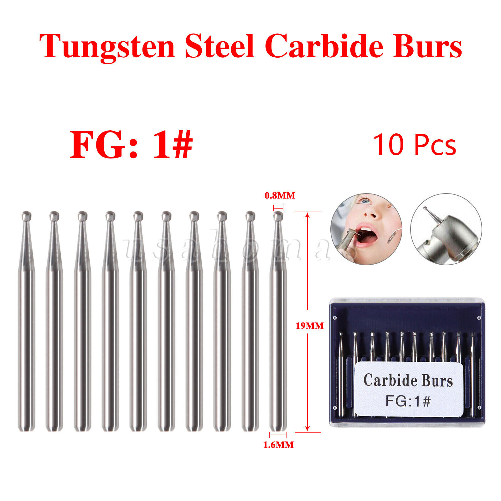 Dental Fissure Tungsten Steel Carbide Burs High Speed Handpiece FG 557/558