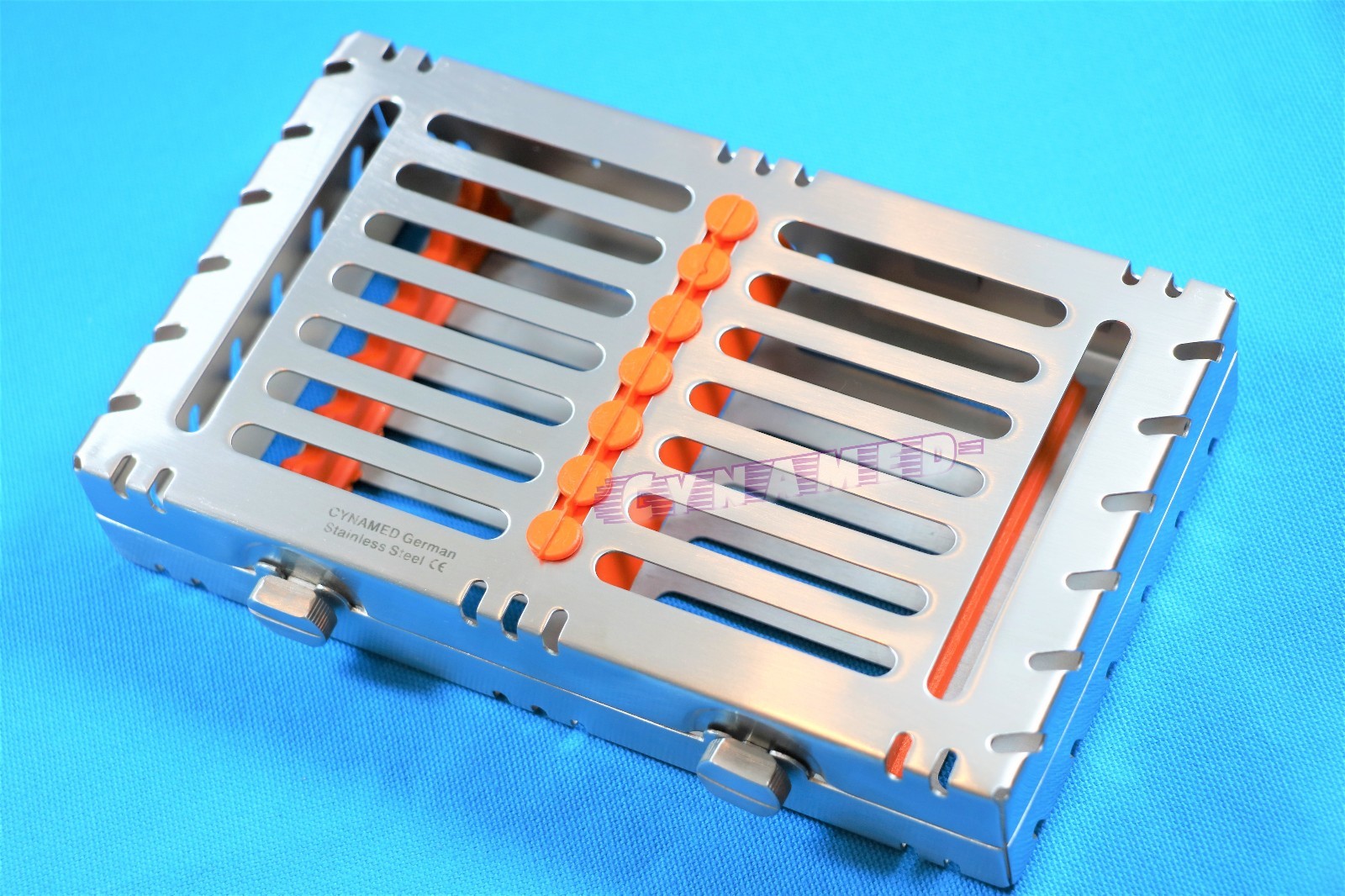 ORANGE GERMAN DENTAL STERILIZATION CASSETTE FOR 7 INSTRUMENTS DETACHABLE 2BUTTON