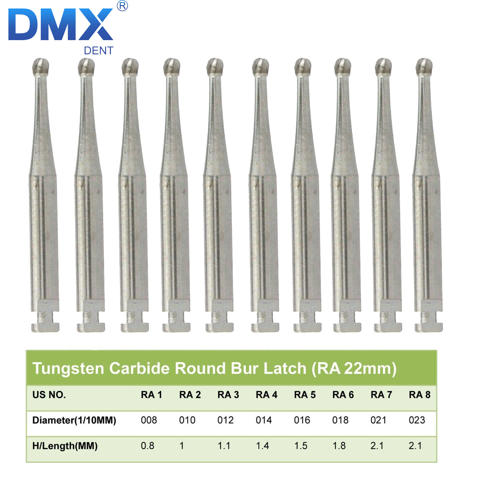 Round Carbide Burs for Slow Speed Latch RA (Choose Your Size & Qty) 22mm 26mm A
