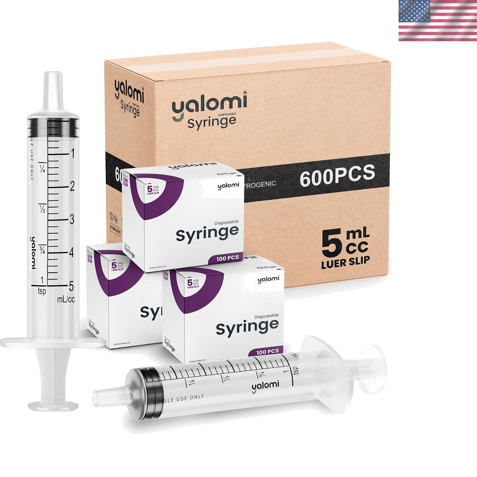 Bulk Case of 600 Sterile 5mL Luer Slip Syringes – Precision & Reliability