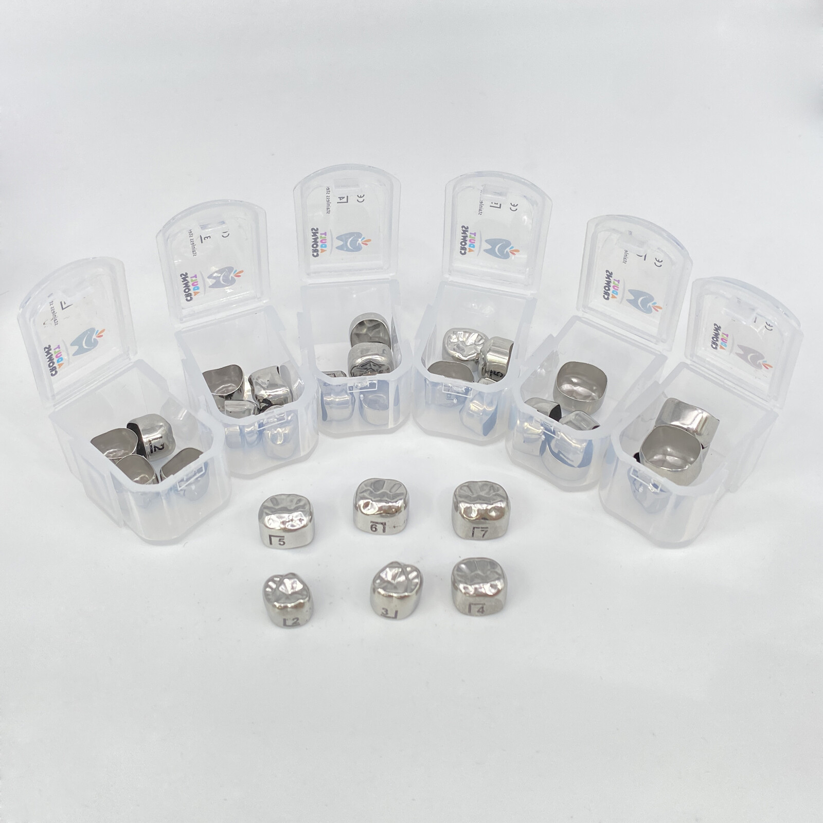 5Pcs Dental Adult Crown Stainless Steel Permanent Molar Teeth Temporary Crowns