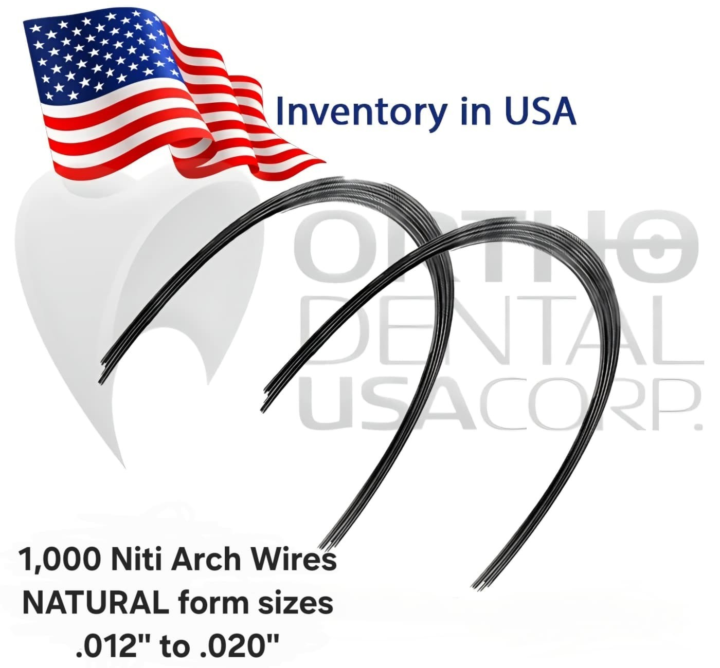 1,000 Niti Arch Wires NATURAL form sizes .012” to .020” Orthodentalusa Corp.