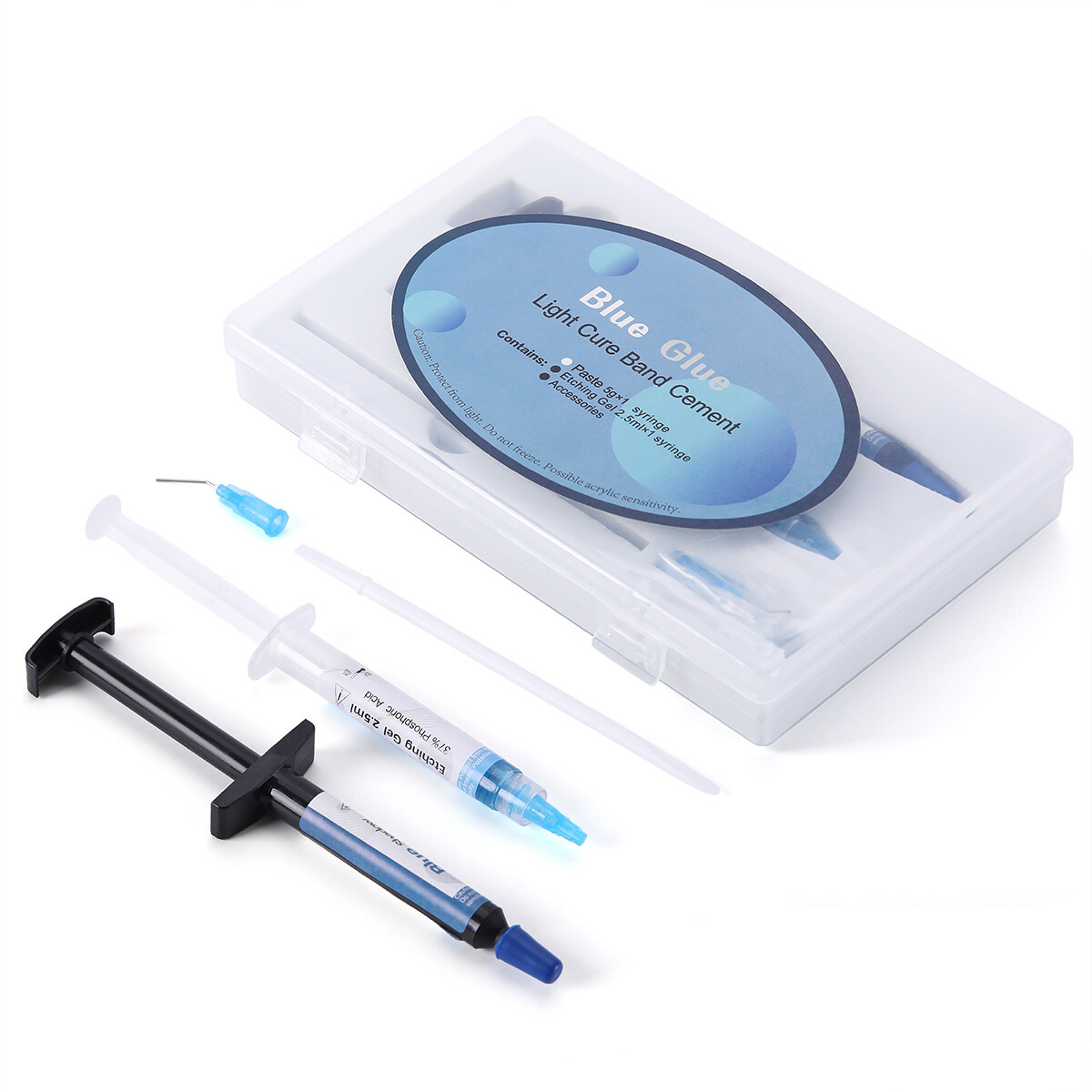 Dental Orthodontic Adhesive Light Cure Adhesive Paste+Etchant Acid Gel Blue Glue