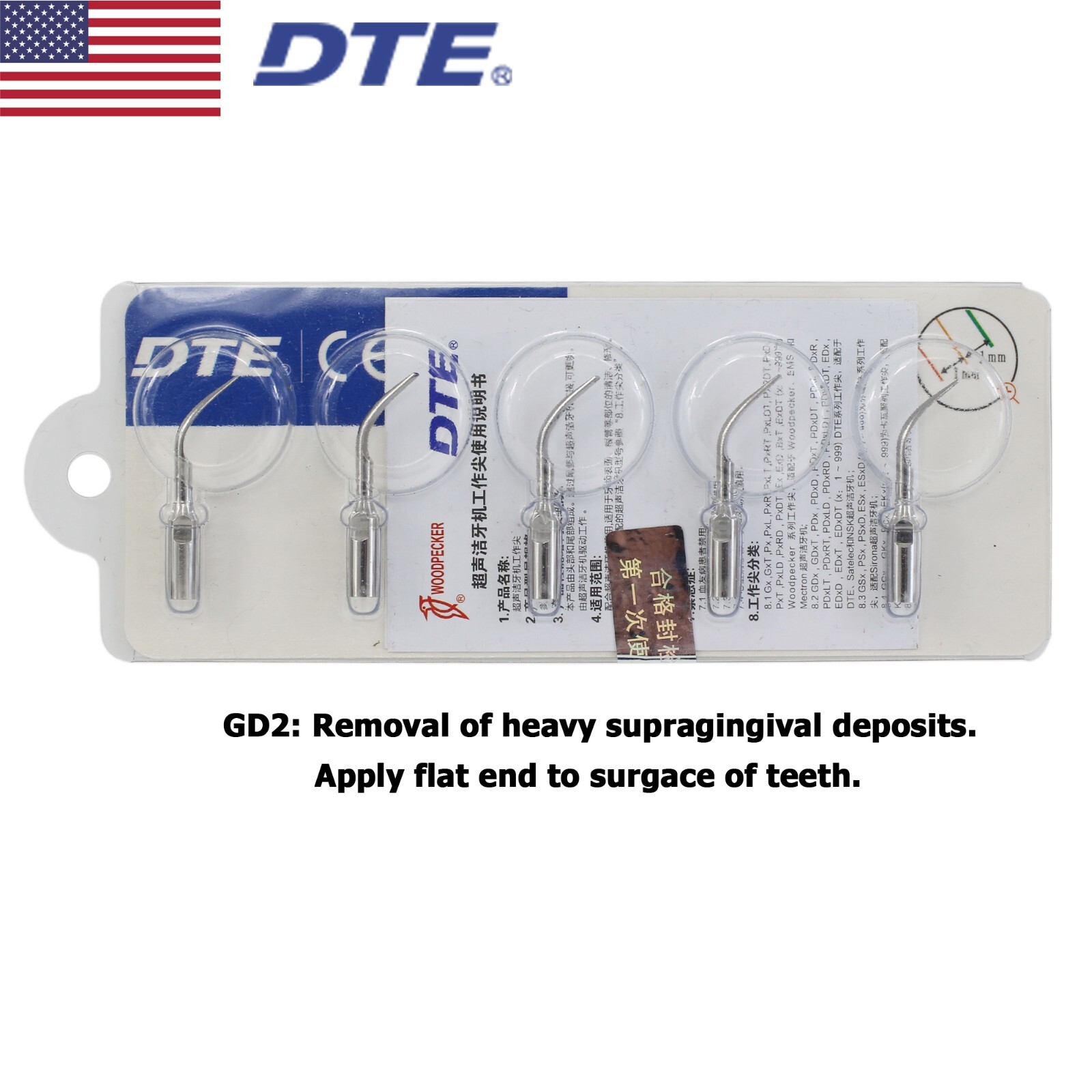 Dental Ultrasonic Piezo Scaler Scaling LED Handpiece Tips SATELEC ACTEON GD1 PD1