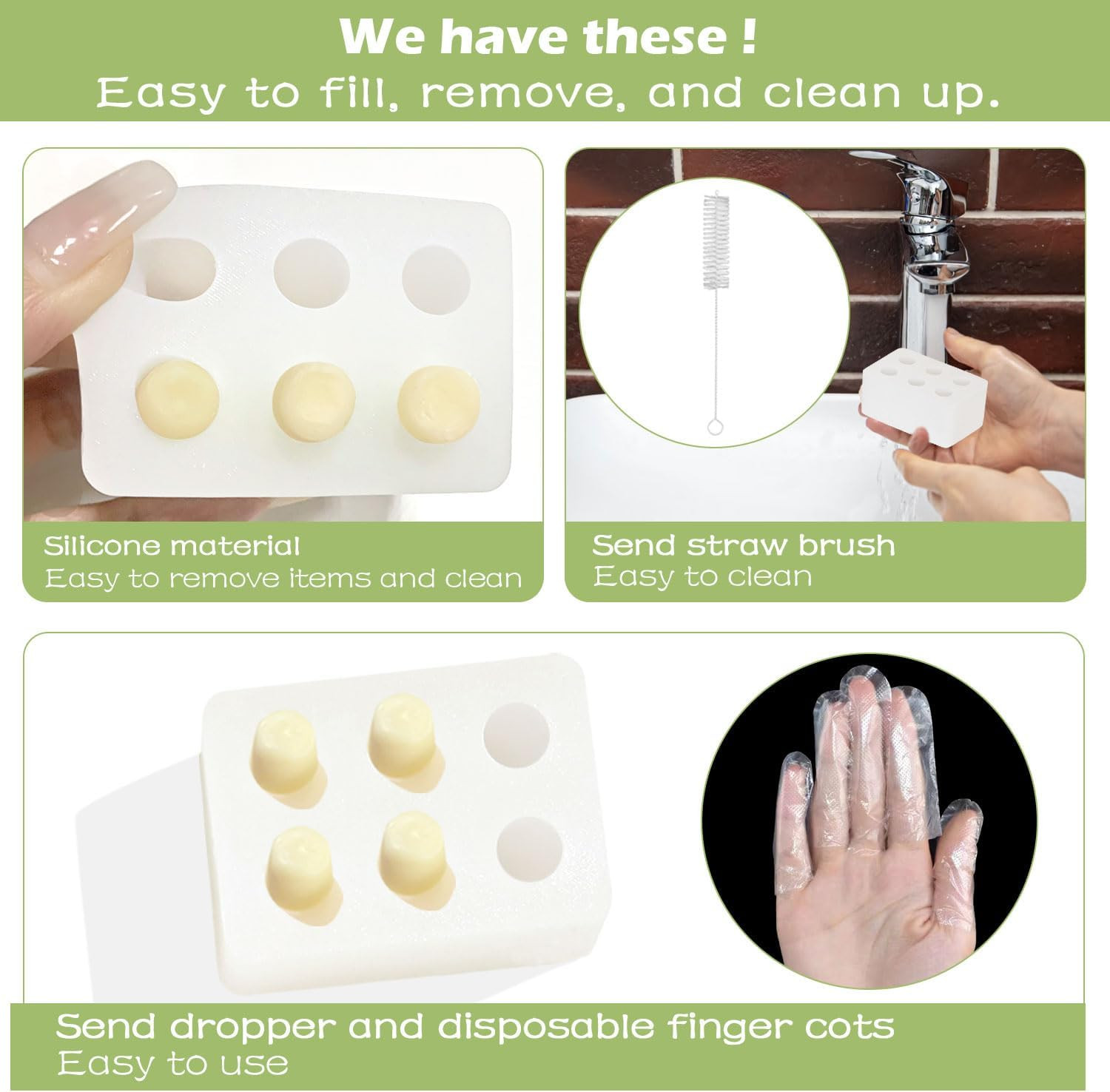Fukumi Reusable Suppository Molds Kit, 2ML | 4 Suppository Mold Trays + 10 Dropp