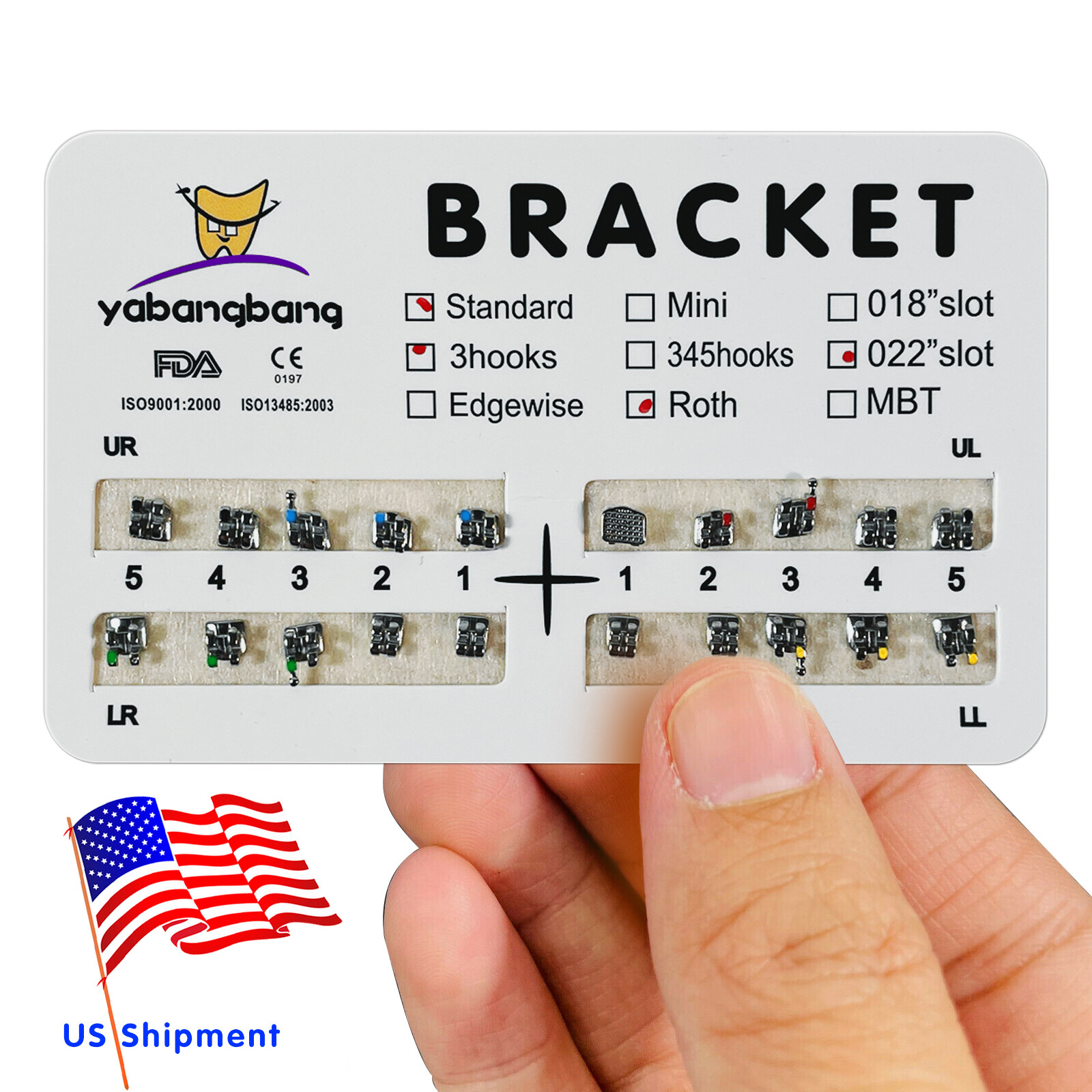 10-200 Packs Dental Orthodontic Brackets Brace Standard Roth.022 Hook 3
