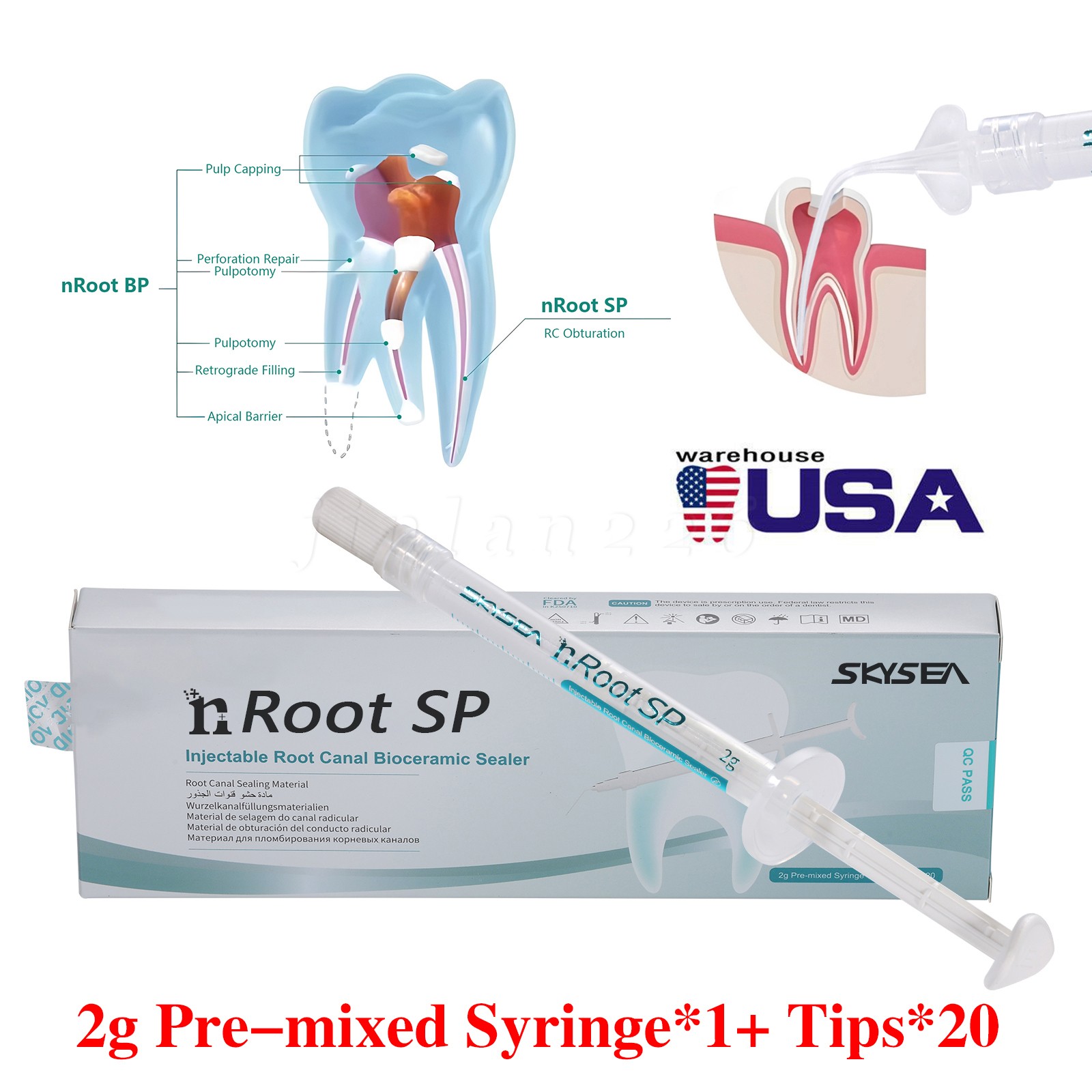 1g SP Dental Injectable Root Canal Bioceramic Sealer Endodontic Sealing Filling