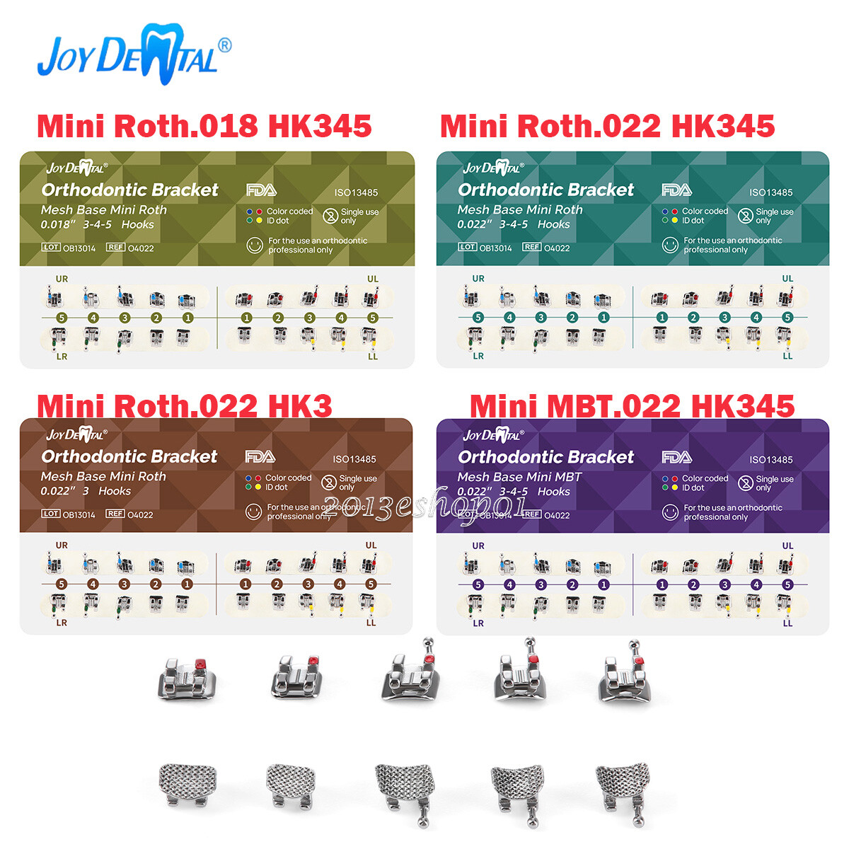 Dental Orthodontic Brackets Braces Mini Roth/MBT 018/022 345Hooks Mesh Base